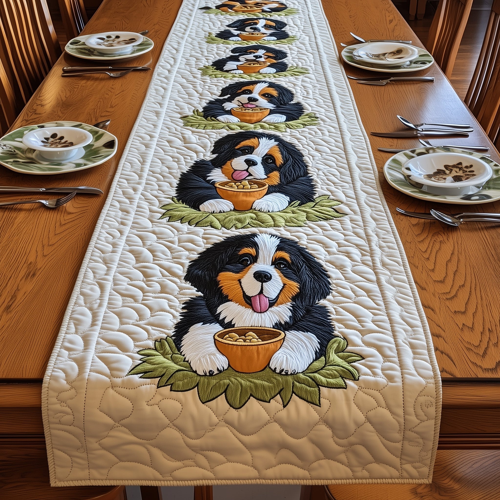 Bernese Quilted Table Runner Holiday Season Table Runner