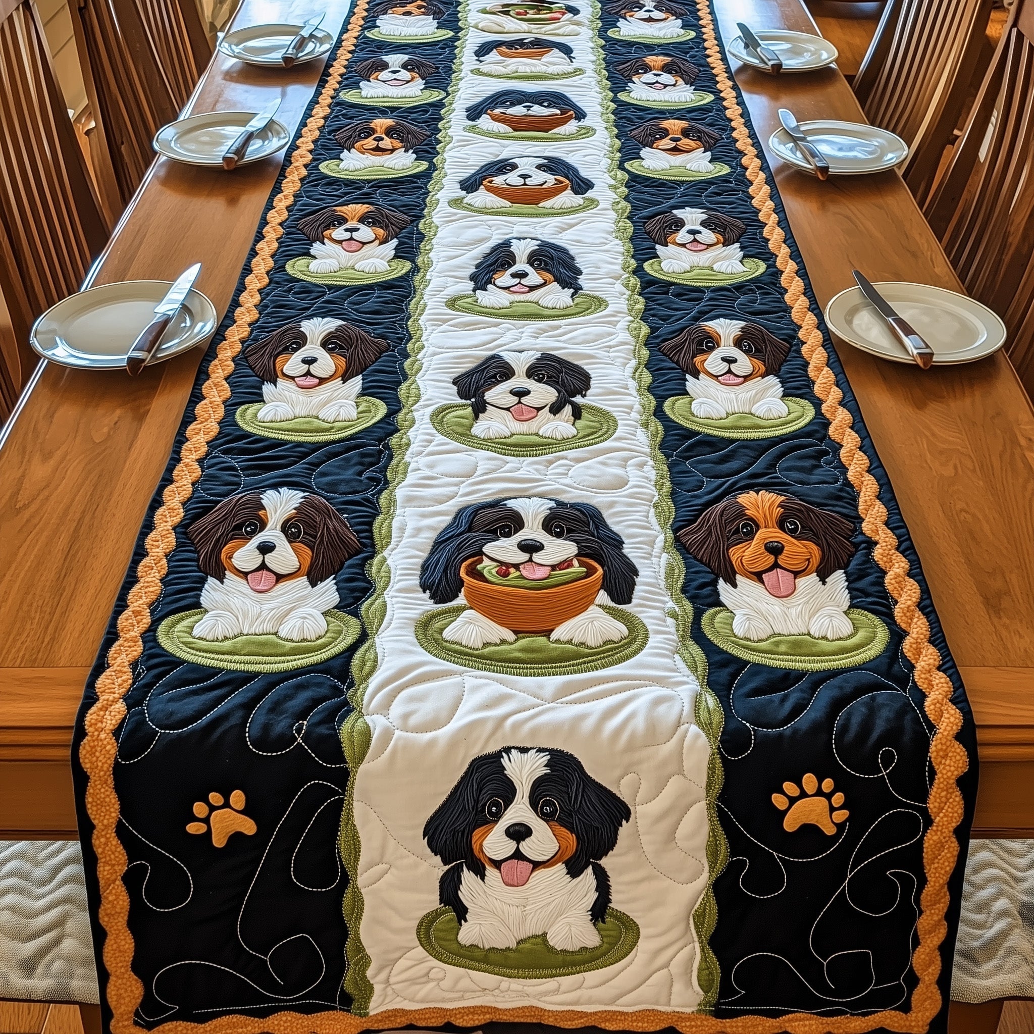 Bernese Quilted Table Runner Holiday Table Runner Decoration