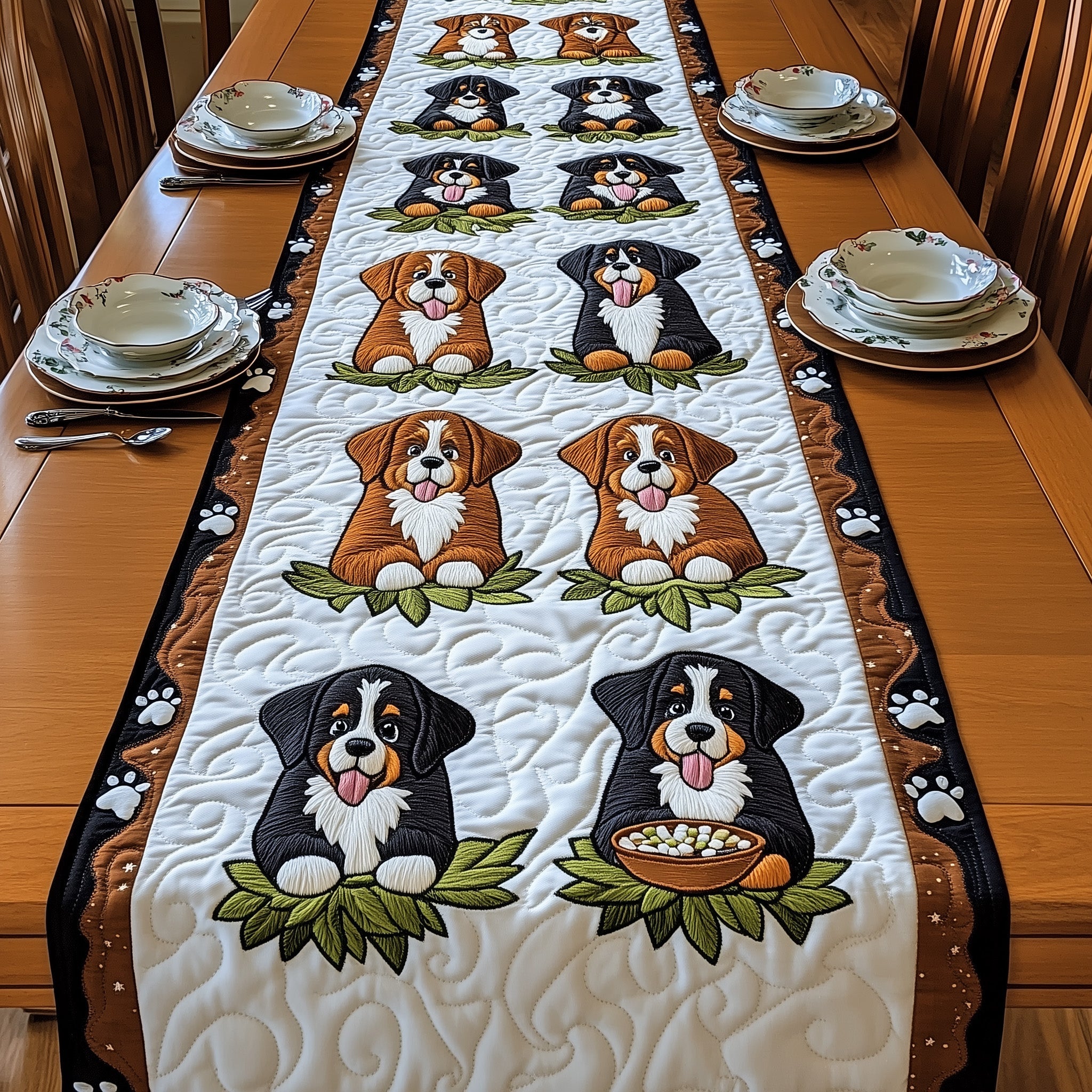 Bernese Quilted Table Runner Merry Christmas Table Runner Decor
