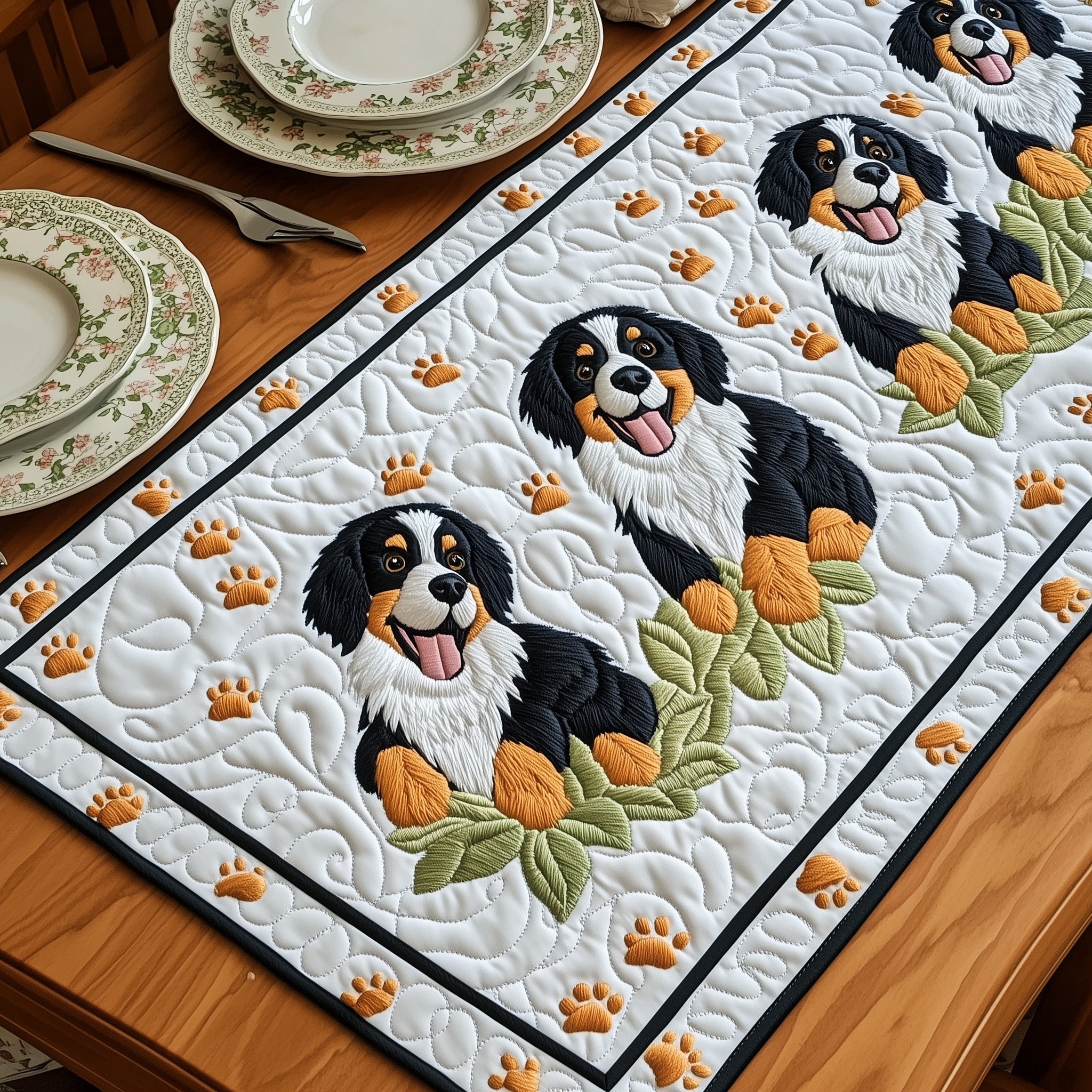 Bernese Quilted Table Runner Special Occasion Table Runner Gift