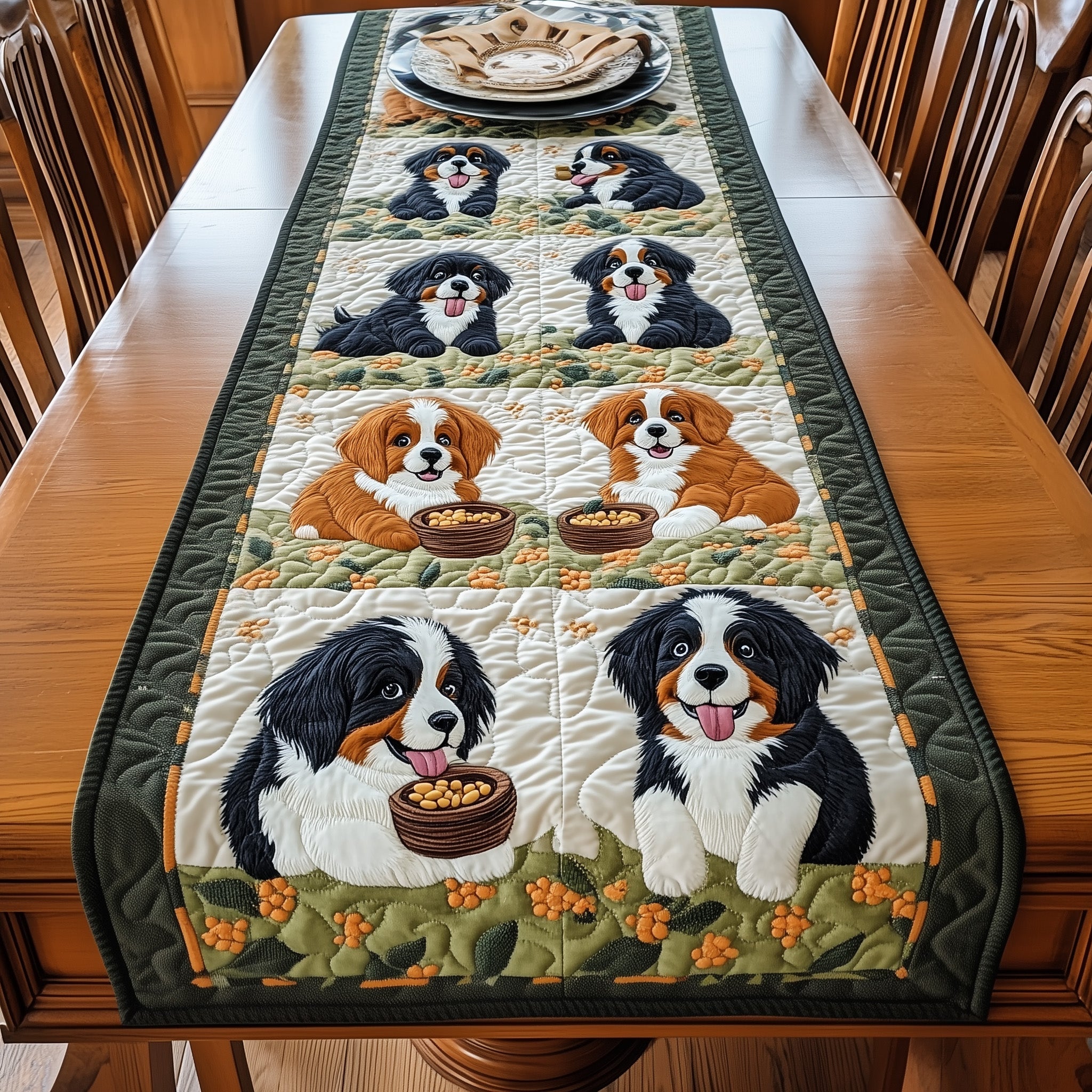 Bernese Quilted Table Runner Table Runner for Christmas Decor