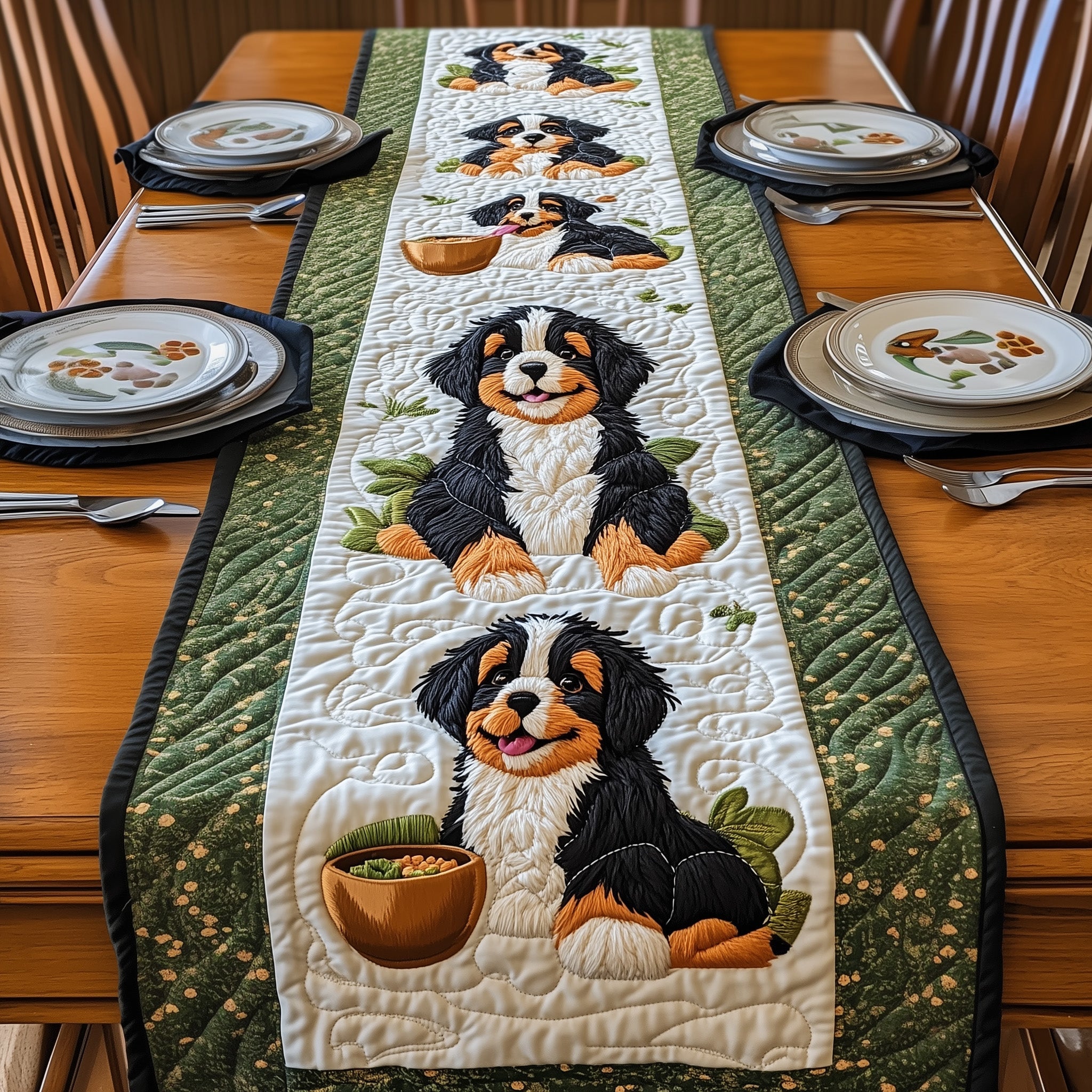 Bernese Quilted Table Runner Table Runner for Holiday Gatherings