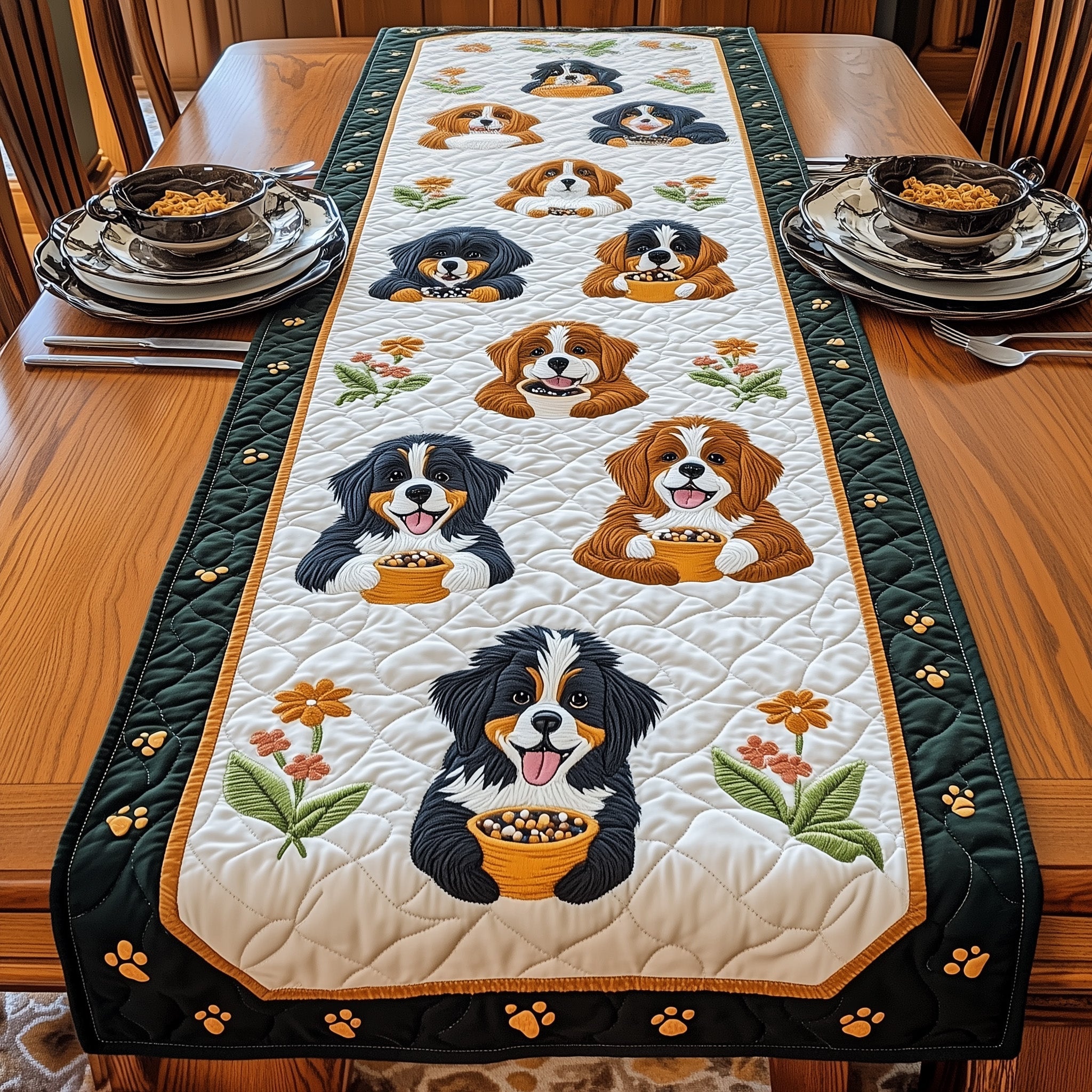 Bernese Quilted Table Runner Winter Table Runner