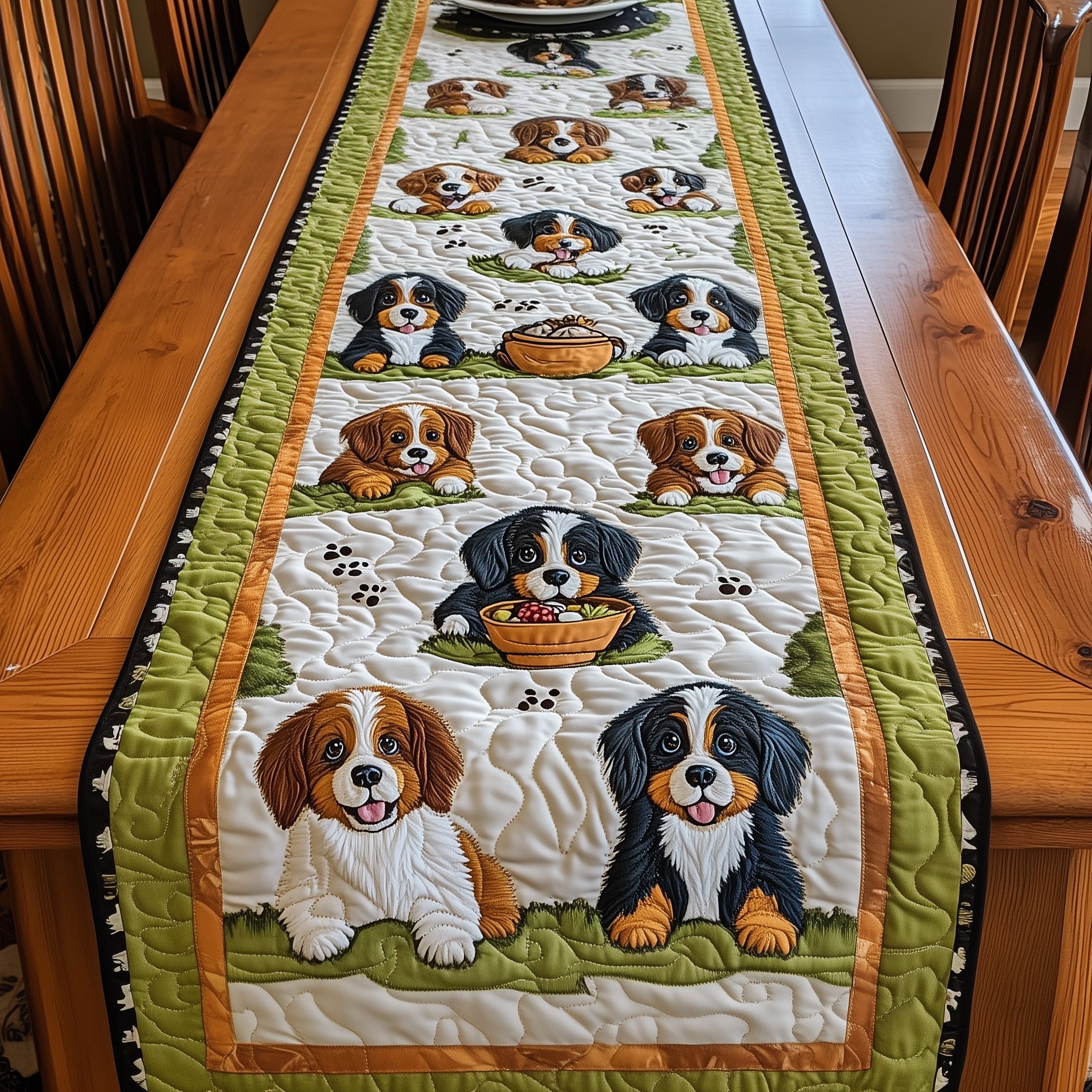 Bernese Quilted Table Runner Xmas Table Runner for Family Gatherings