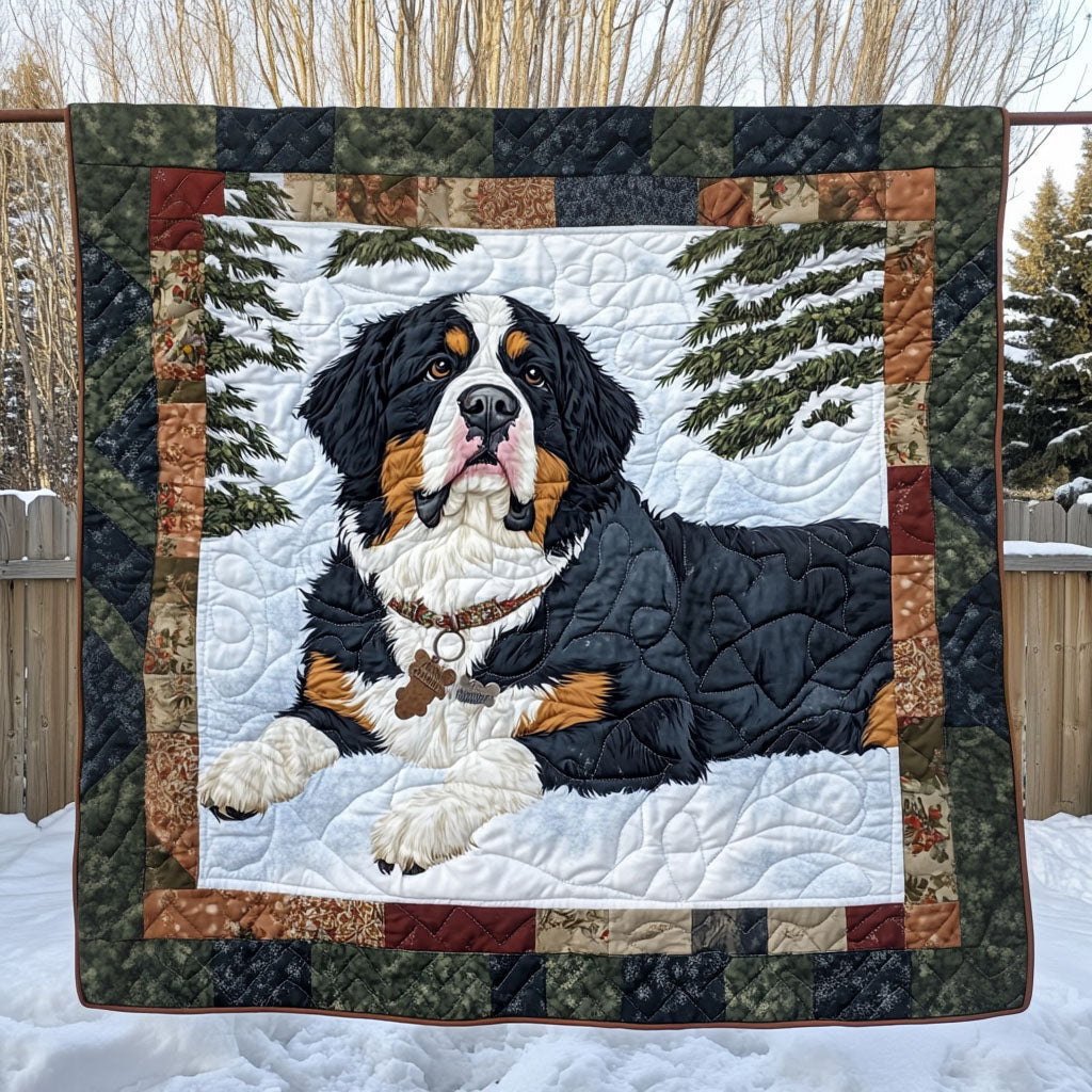 Bernese Snowy Trails Quilted Blanket Gifts For Dog Lovers