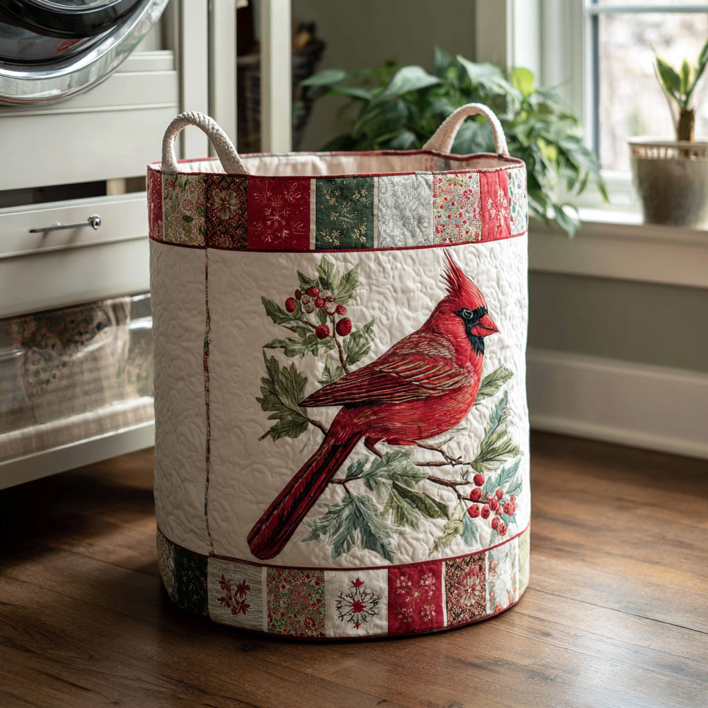 Berry Cardinal Quilted Laundry Basket Holiday Season Merch
