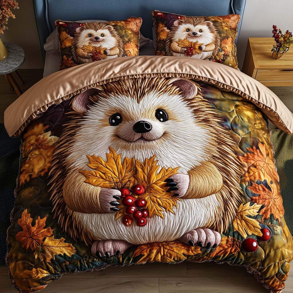 Berry Hedgehog Quilted Bedding Set Fall Bedding Ideas Best Presents For Animal Lovers