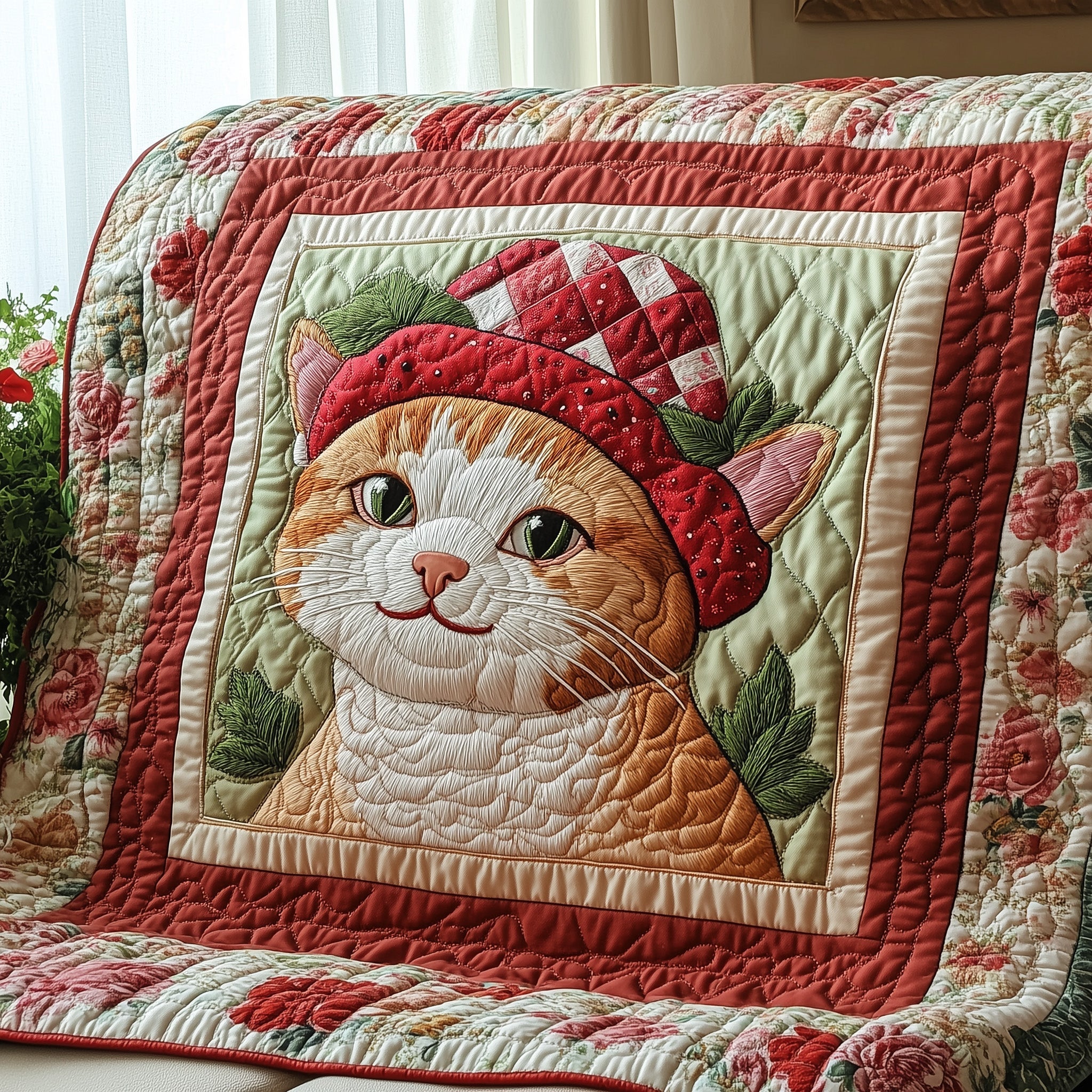 Berry Meowgic Quilted Blanket Cute Bed BlanketBest Gifts For Cat Owners