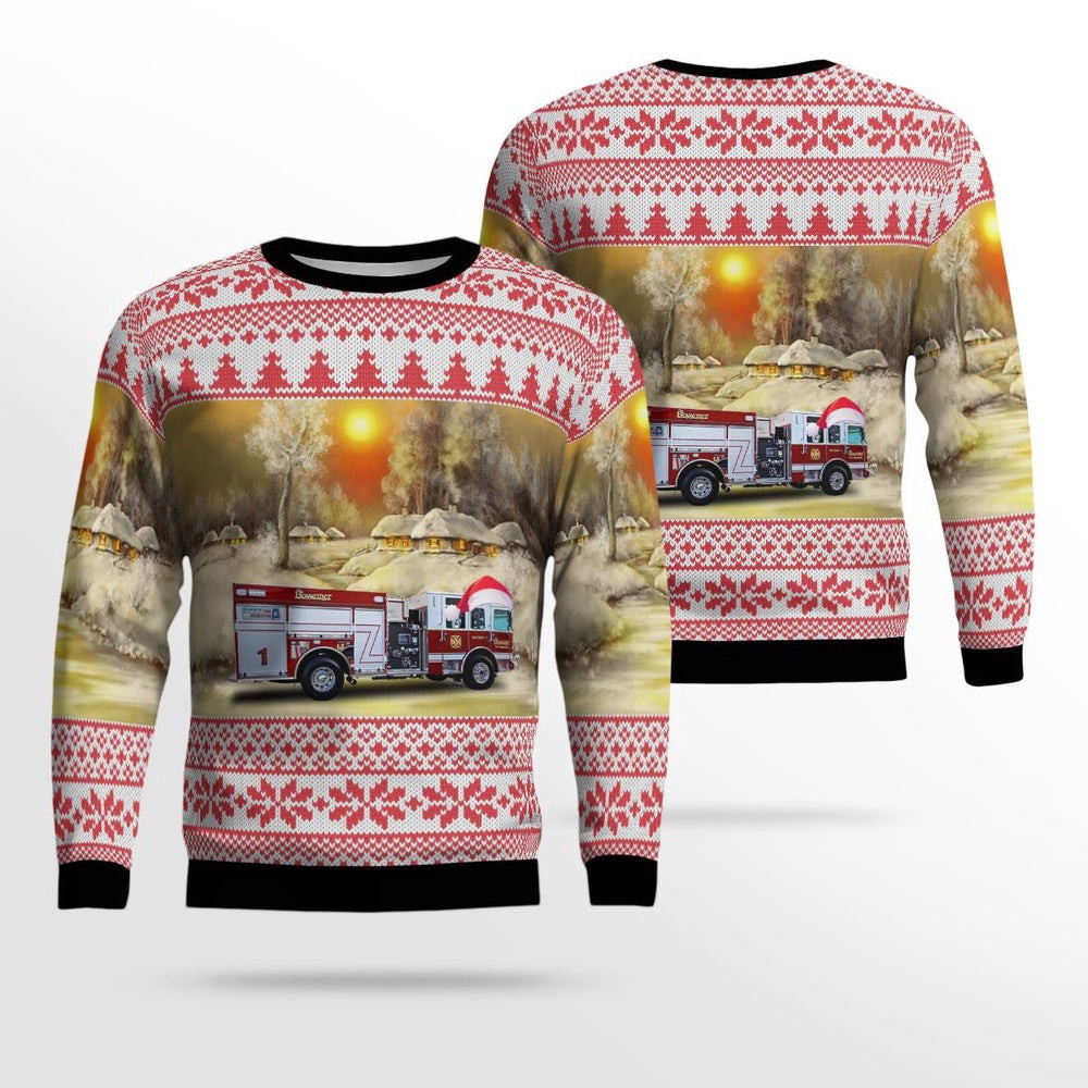 Bessemer Alabama Bessemer Fire Department AOP Ugly Sweater Xmas Unisex Sweater Christmas Gifts for Men Women