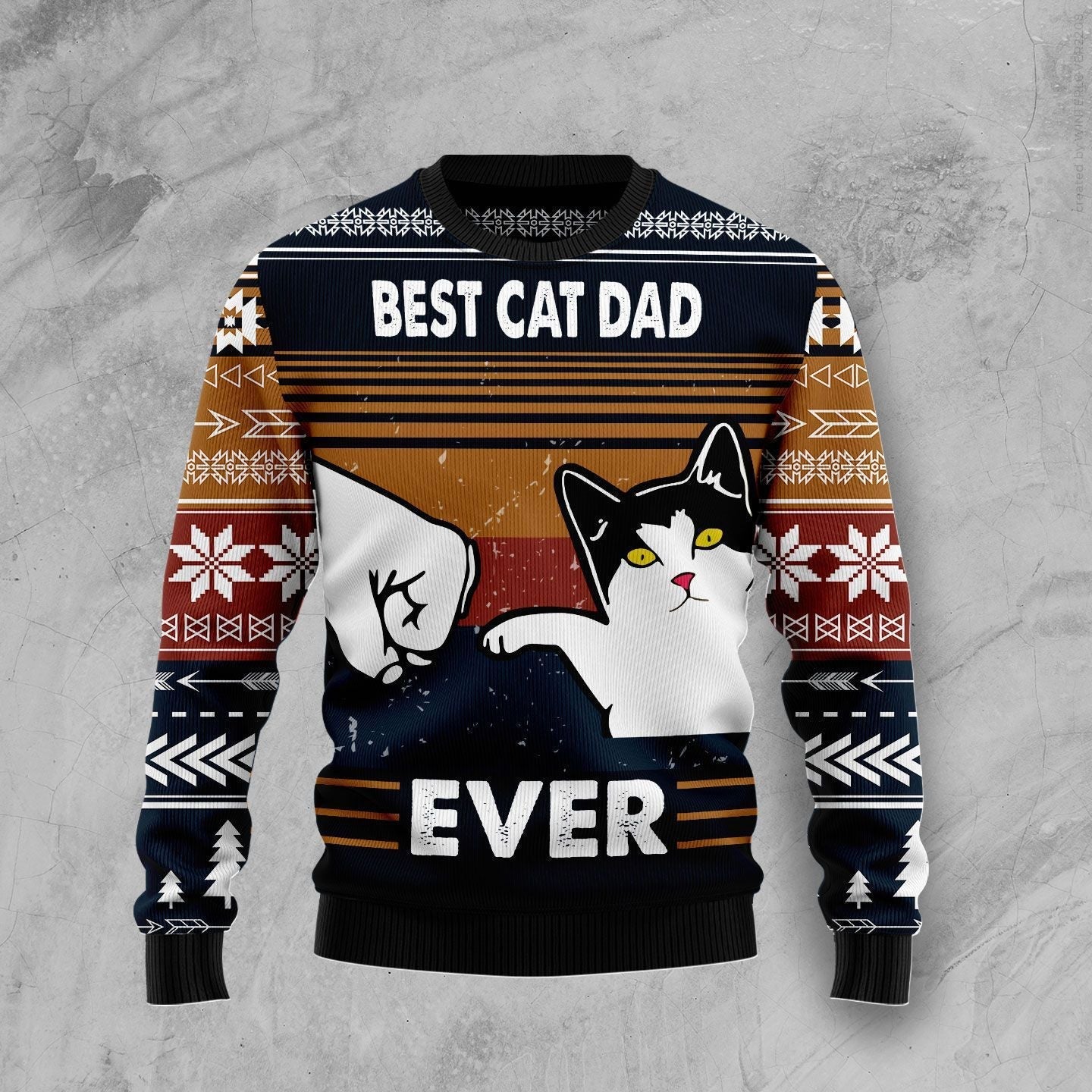 Best Cat Dad Ever Ugly Christmas Sweater Funny Clothes Cat Lovers Owners Presents For Xmas
