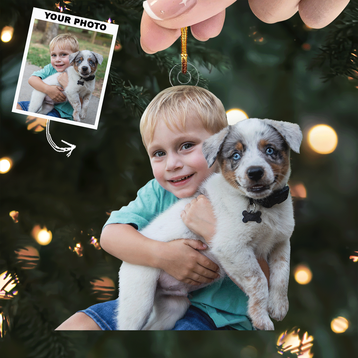 Best Friend Personalized Photo Mica Ornament Gift For Dog Lover Dog Owner Family members
