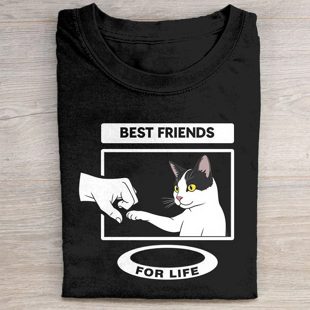 Best Friends For Life Cat Friendship T-Shirt Cute Cat Lover Gift Tee For Besties
