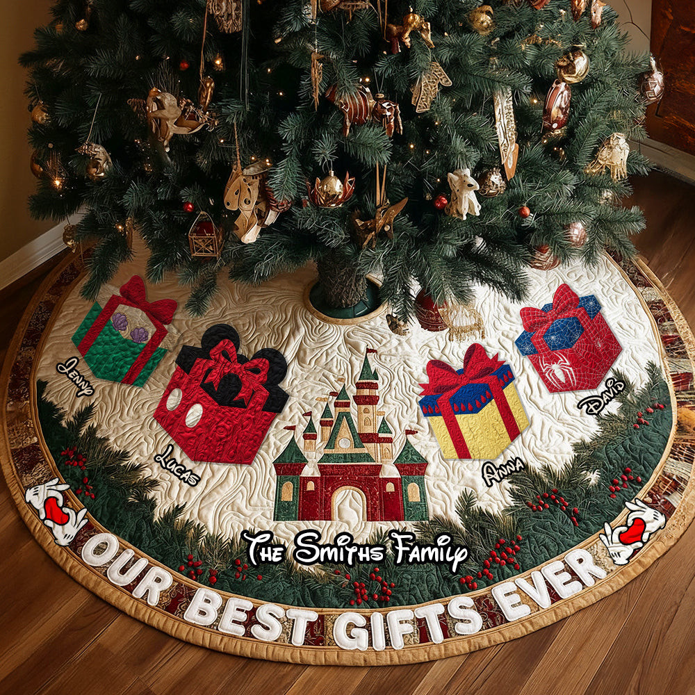 Best Gifts Family Gathering Quilted Tree Skirt, Personalized Gifts For Family - Custom Portrait Funny Christmas Gift