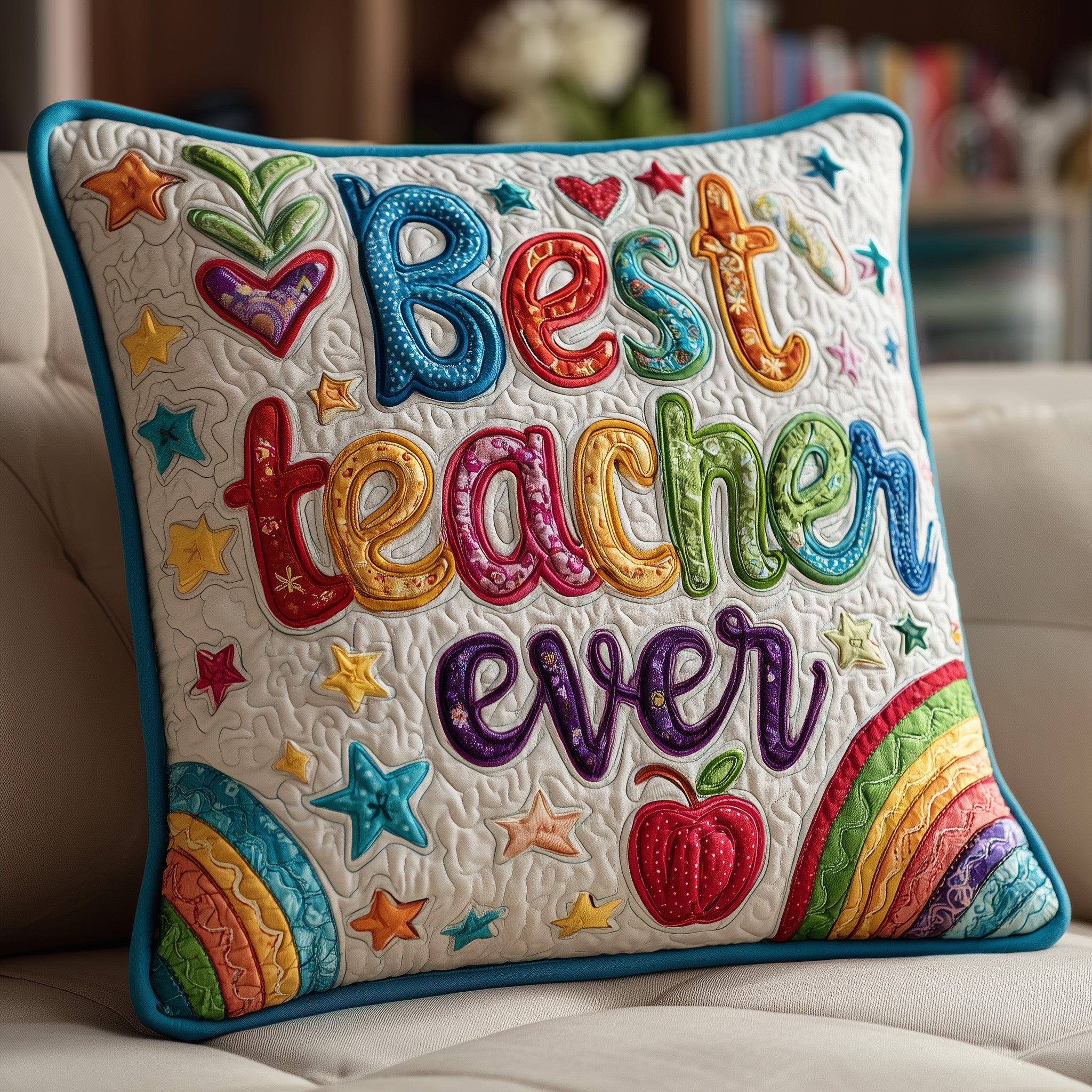 Best Teacher Ever Quilted Pillow Case Throw Pillow Cover ItemBest Teacher Christmas Gifts