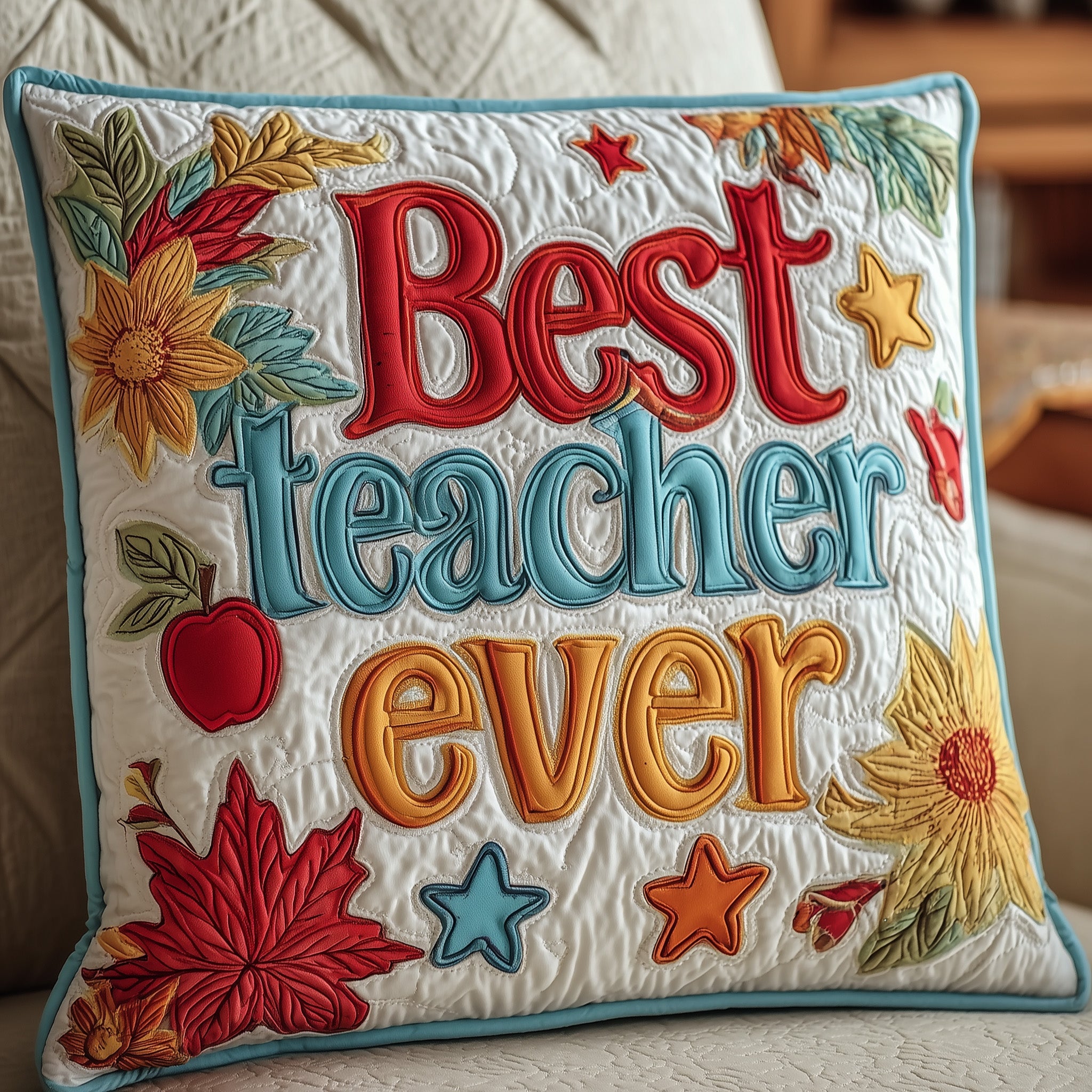 Best Teacher Ever Quilted Pillow Case Throw Pillow Cover ItemChristmas Gift Ideas For Teachers