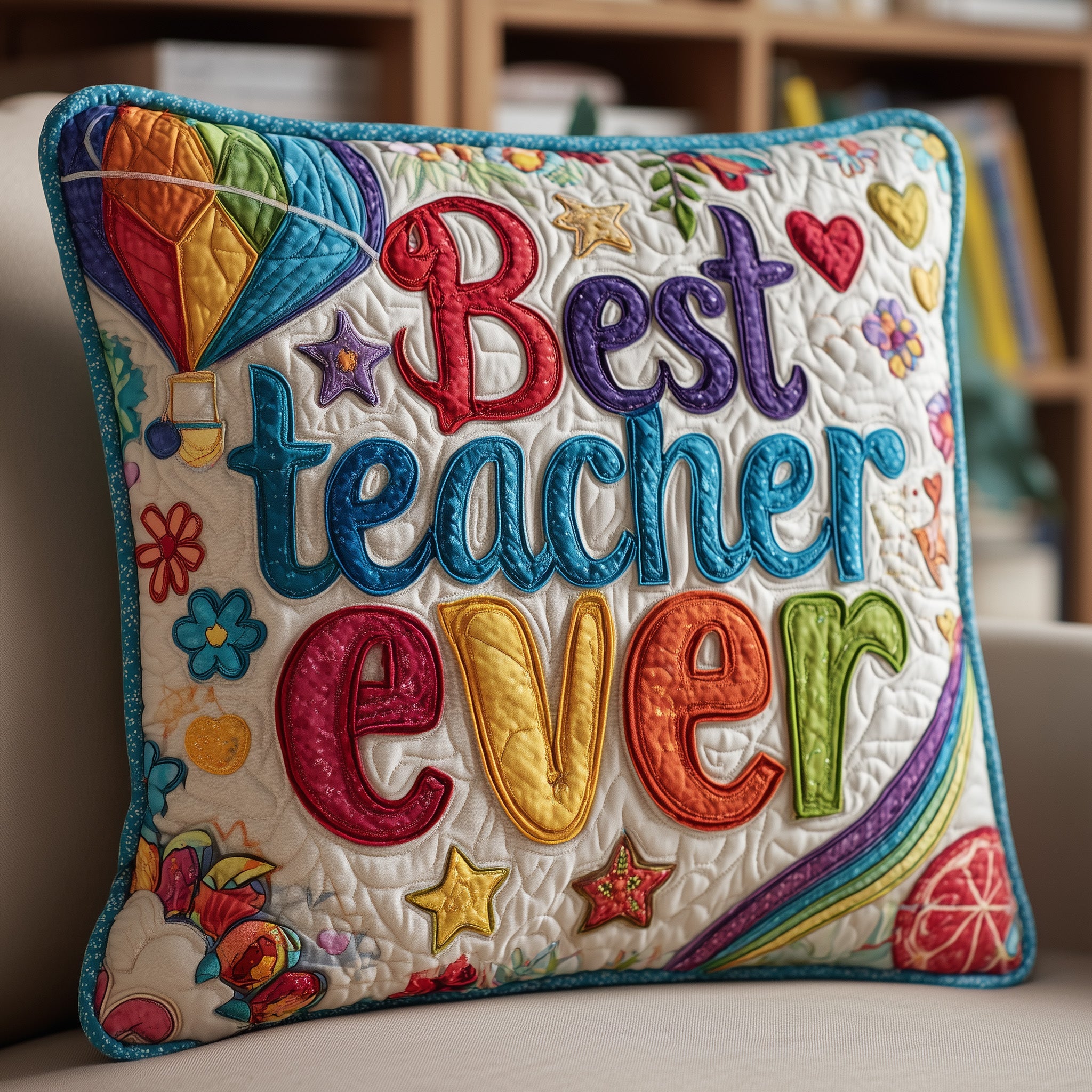 Best Teacher Ever Quilted Pillow Case Throw Pillow Cover ItemChristmas Presents For Teachers