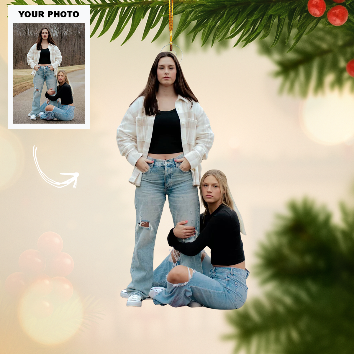 Bestie Goals Personalized Photo Mica Ornament Customized Your Photo Ornament Christmas