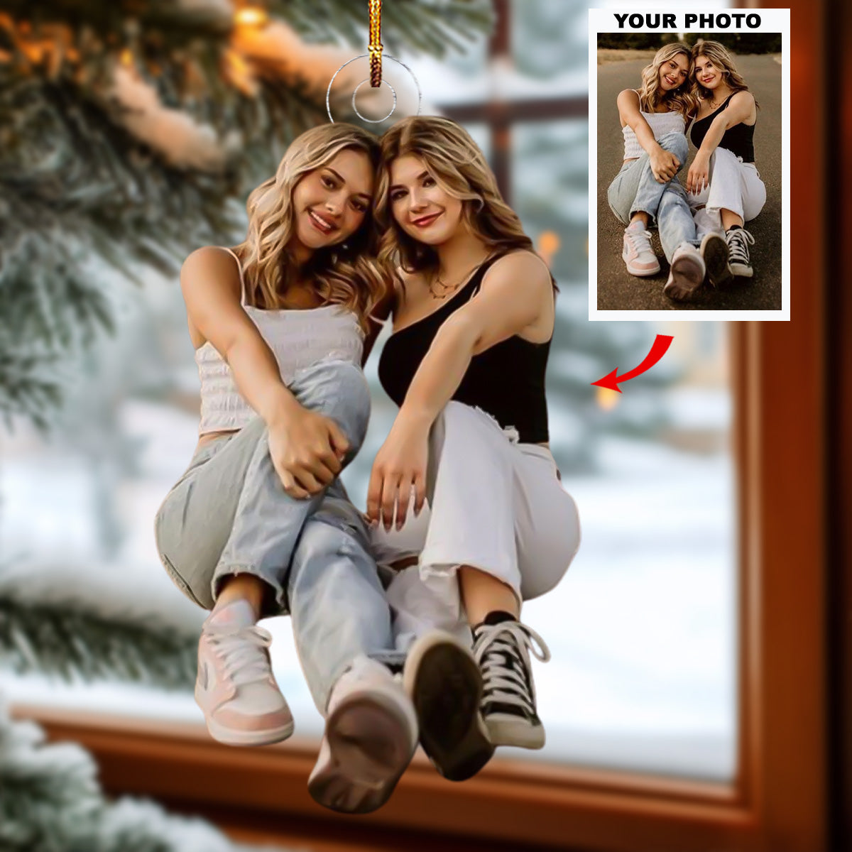 Bestie Joy Personalized Photo Mica Ornament Christmas Gifts For Bestie Sister