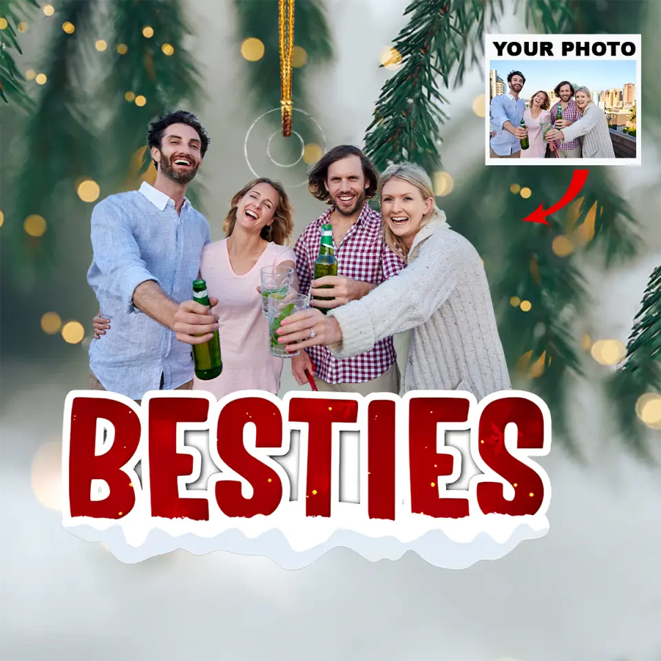 Besties Christmas Custom Photo Personalized Custom Photo Mica Ornament Christmas Gift