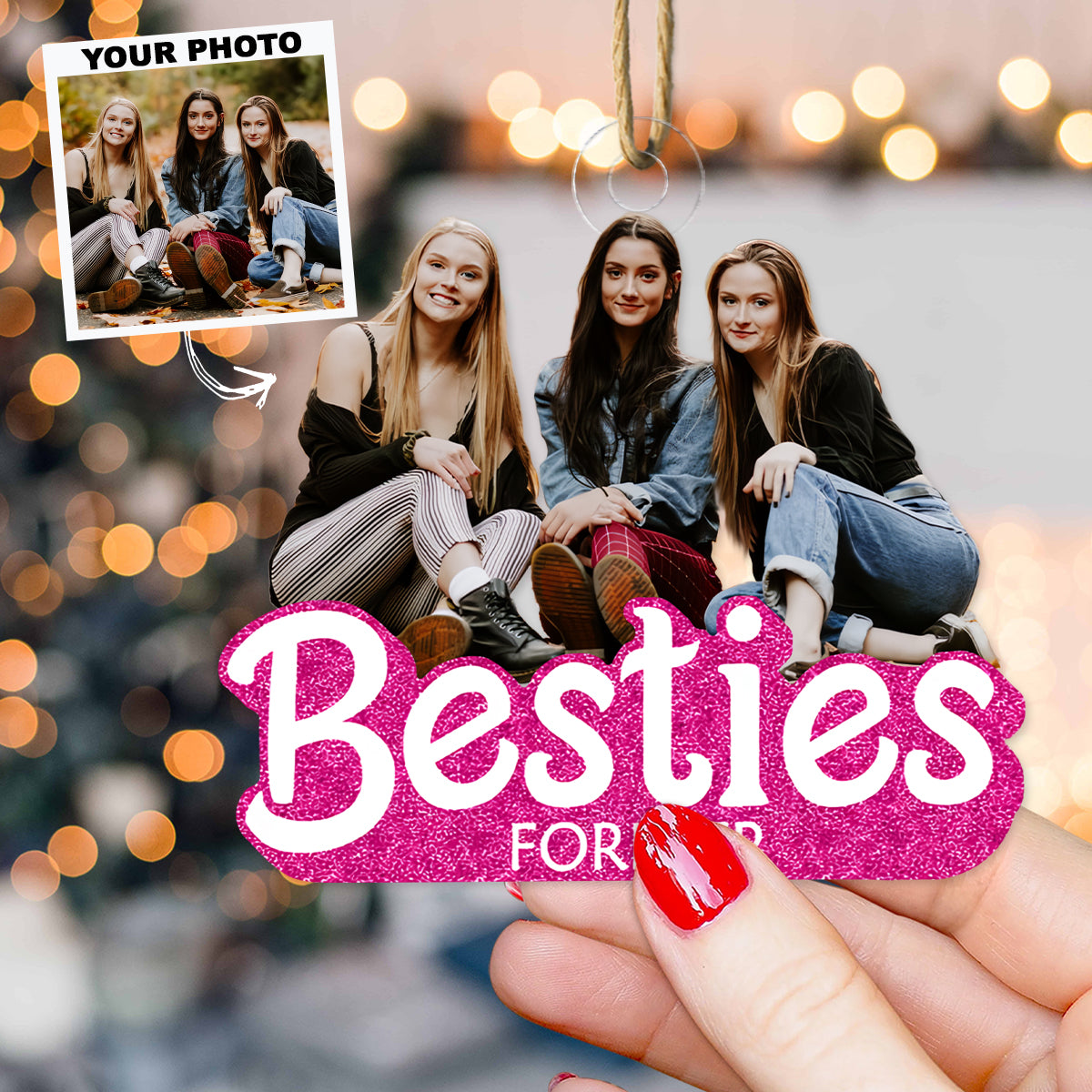 Besties Forever Custom Photo Mica Ornament Christmas Birthday Gift For Friends Besties