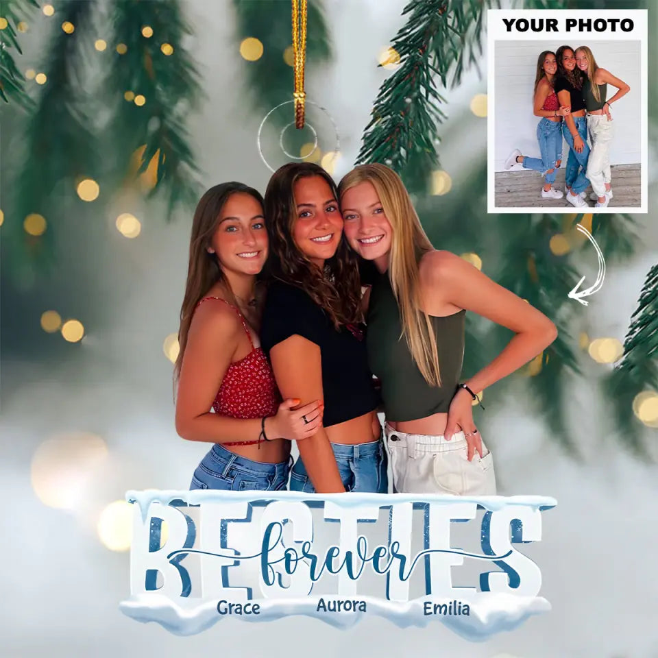 Besties Forever Personalized Custom Photo Mica Ornament Christmas Gift For Friends Bes