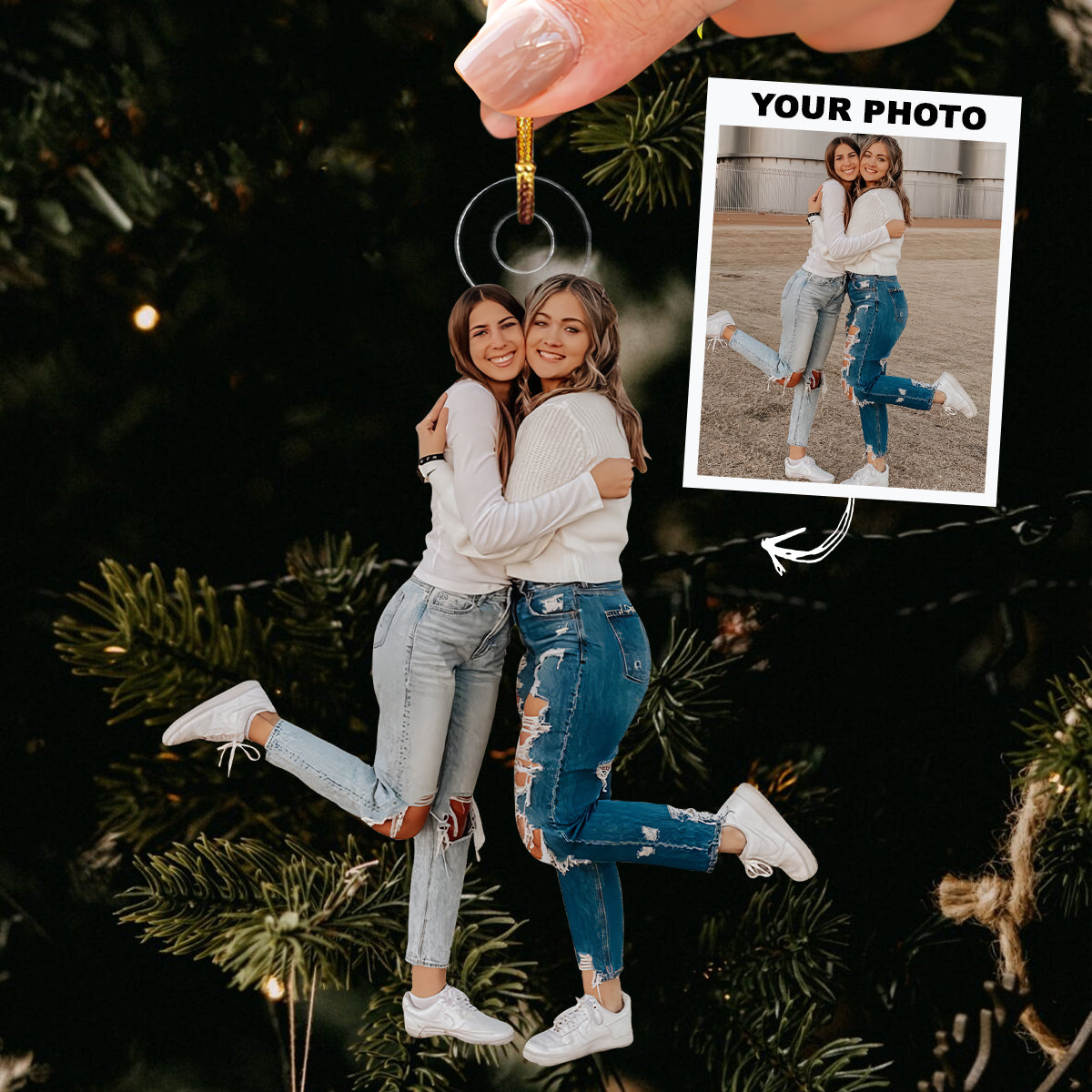 Besties Forever Personalized Custom Photo Mica Ornament Christmas Gift For Friends Bes 3