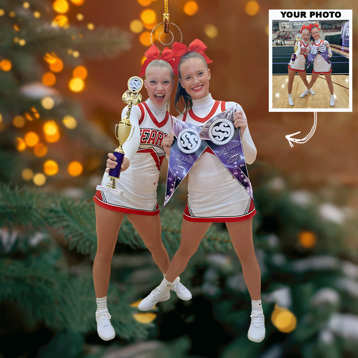 Besties Forever Personalized Photo Mica Ornament Christmas Gift For Bestie Friends