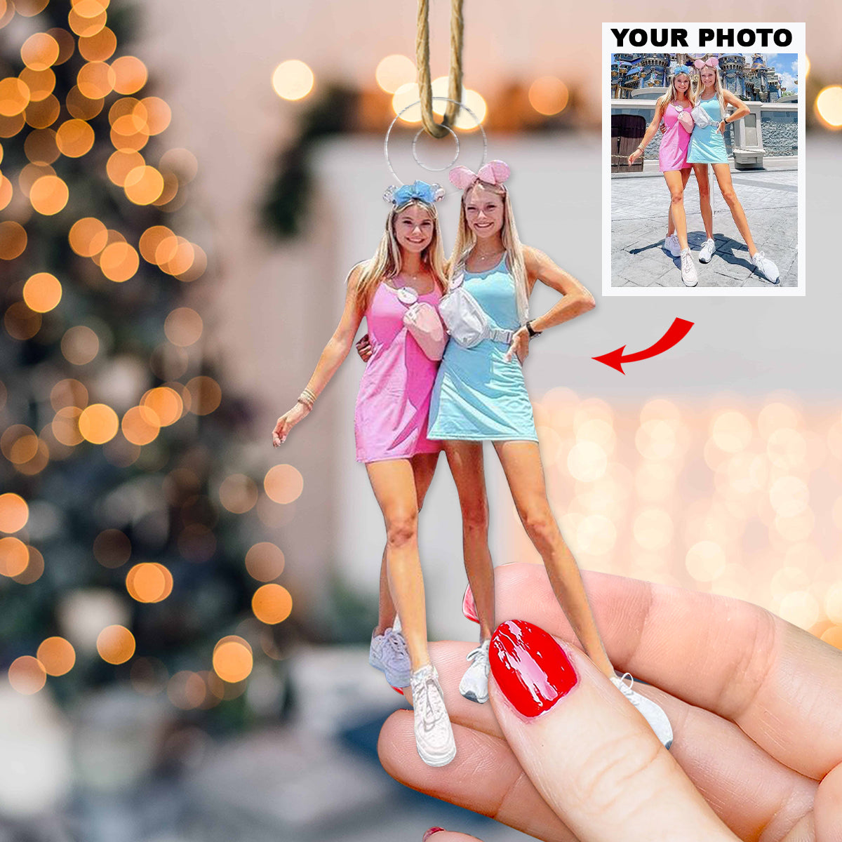 Besties Forever Personalized Photo Mica Ornament Christmas Gifts For Bestie Sister