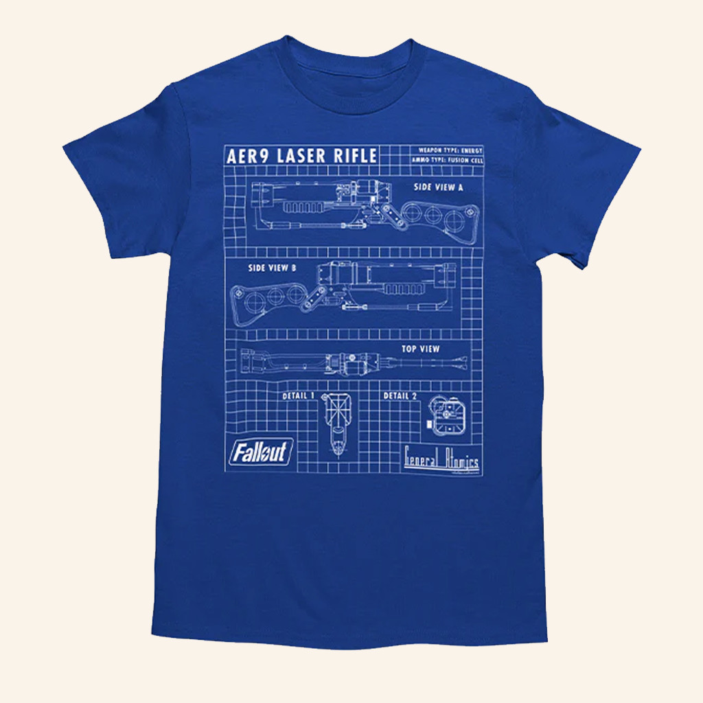Bethesda Merch Fallout Laser Rifle Schematics T-Shirt Gifts For Him Bethesda Merch Fallout Laser Rifle Schematics T-Shirt Gifts For Him