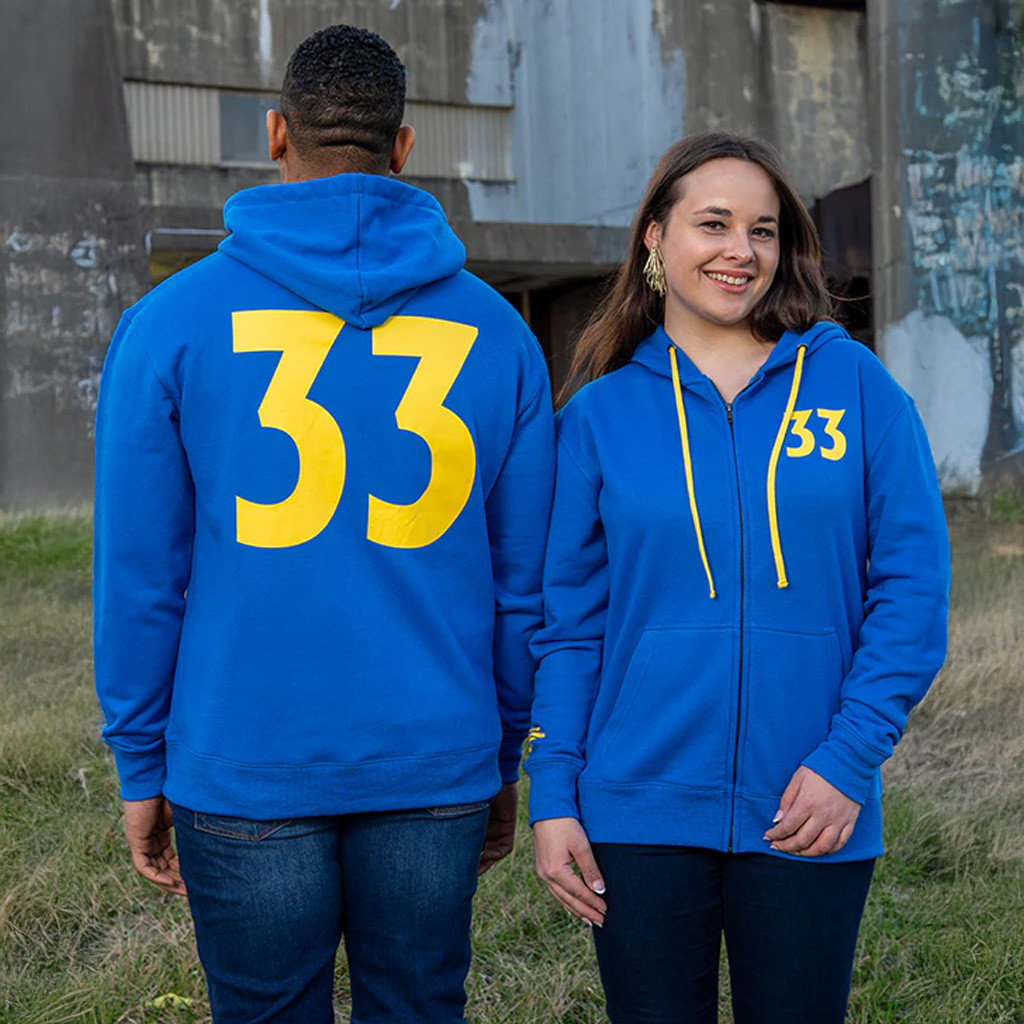 Bethesda Merch Fallout Vault 33 Zip Hoodie Xmas Presents For Him Bethesda Merch Fallout Vault 33 Zip Hoodie Xmas Presents For Him