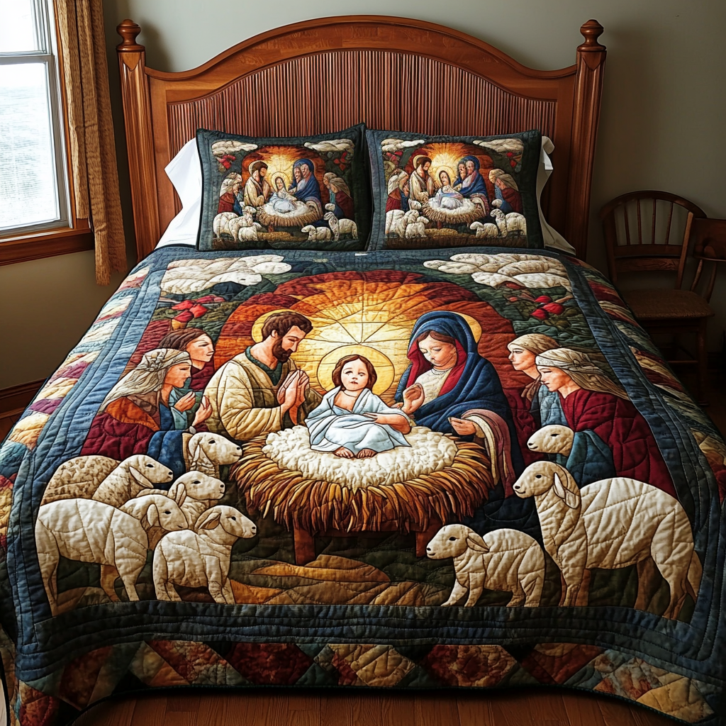Bethlehem Blessings Quilted Bedding Set Quilted Bedding SetLuxury Bedding Sets Special Birthday Gifts For Grandma
