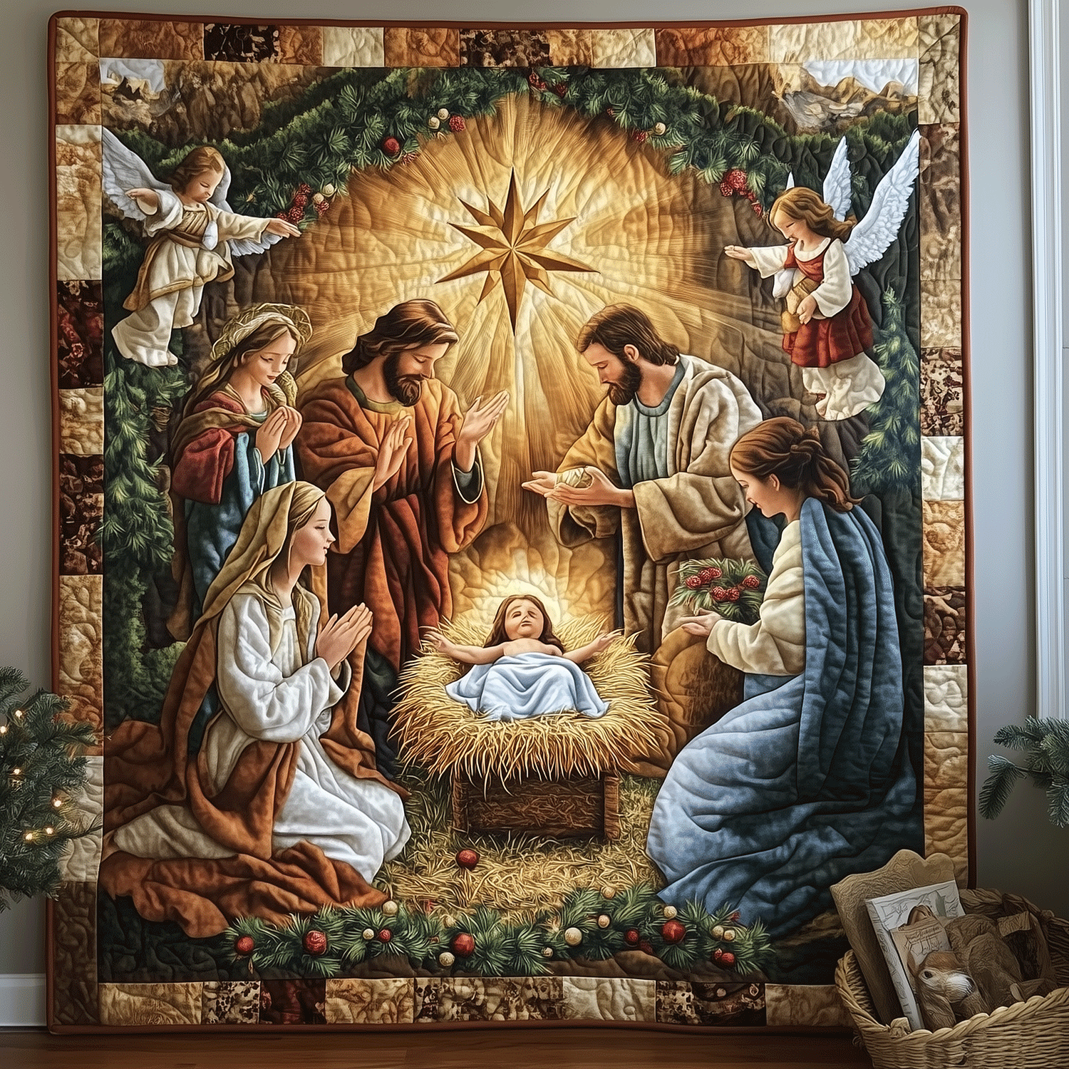 Bethlehem Scene Quilted Blanket Christian Gifts For Women
