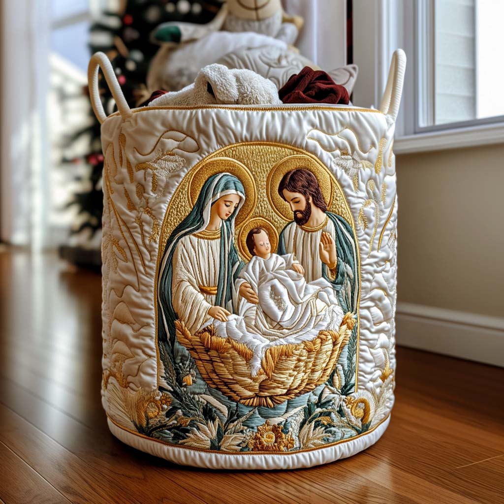 Bethlehem Star Quilted Laundry Basket Merch For Friends