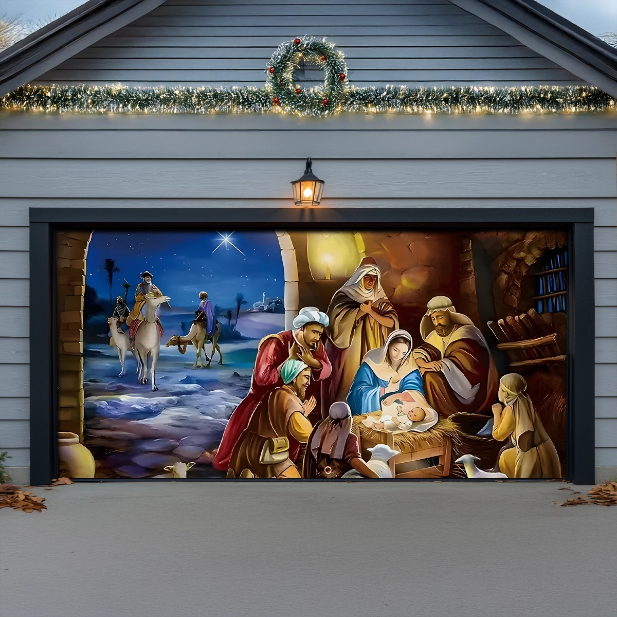 Bethlehems Sacred Arrival Christmas Garage Door Banner Outdoor Xmas Decorations Christian Gifts