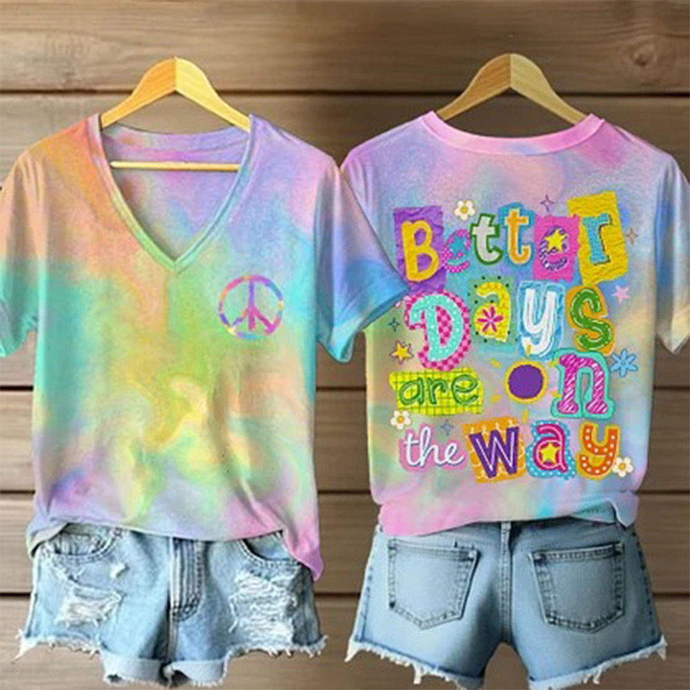 Better Days Are On The Way Hippie V-Neck Shirt Hippie Style Clothes Mother's Day Gift