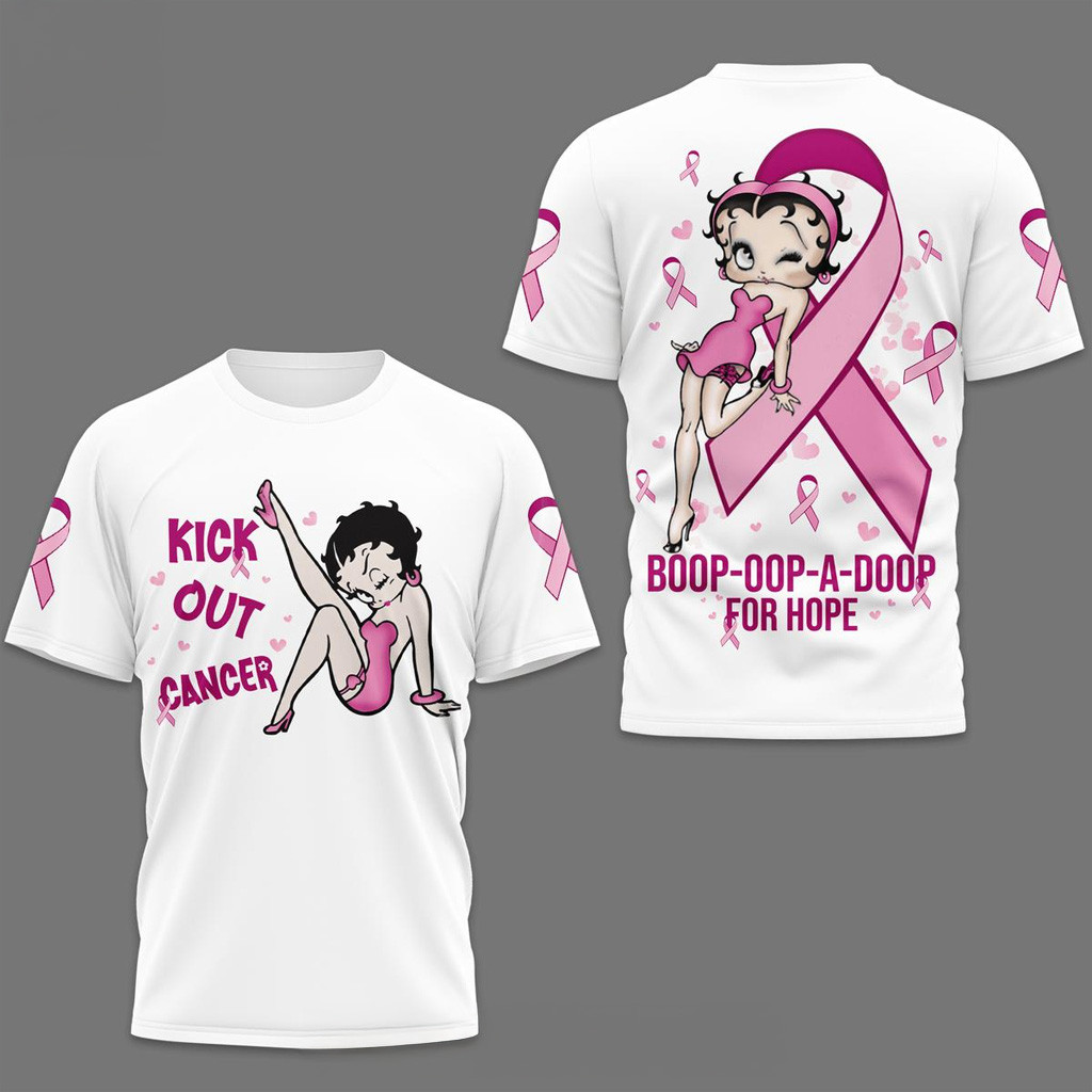 Betty Boop Kick Out Cancer Shirt Betty Boop Merch Birthday Gift For Sister