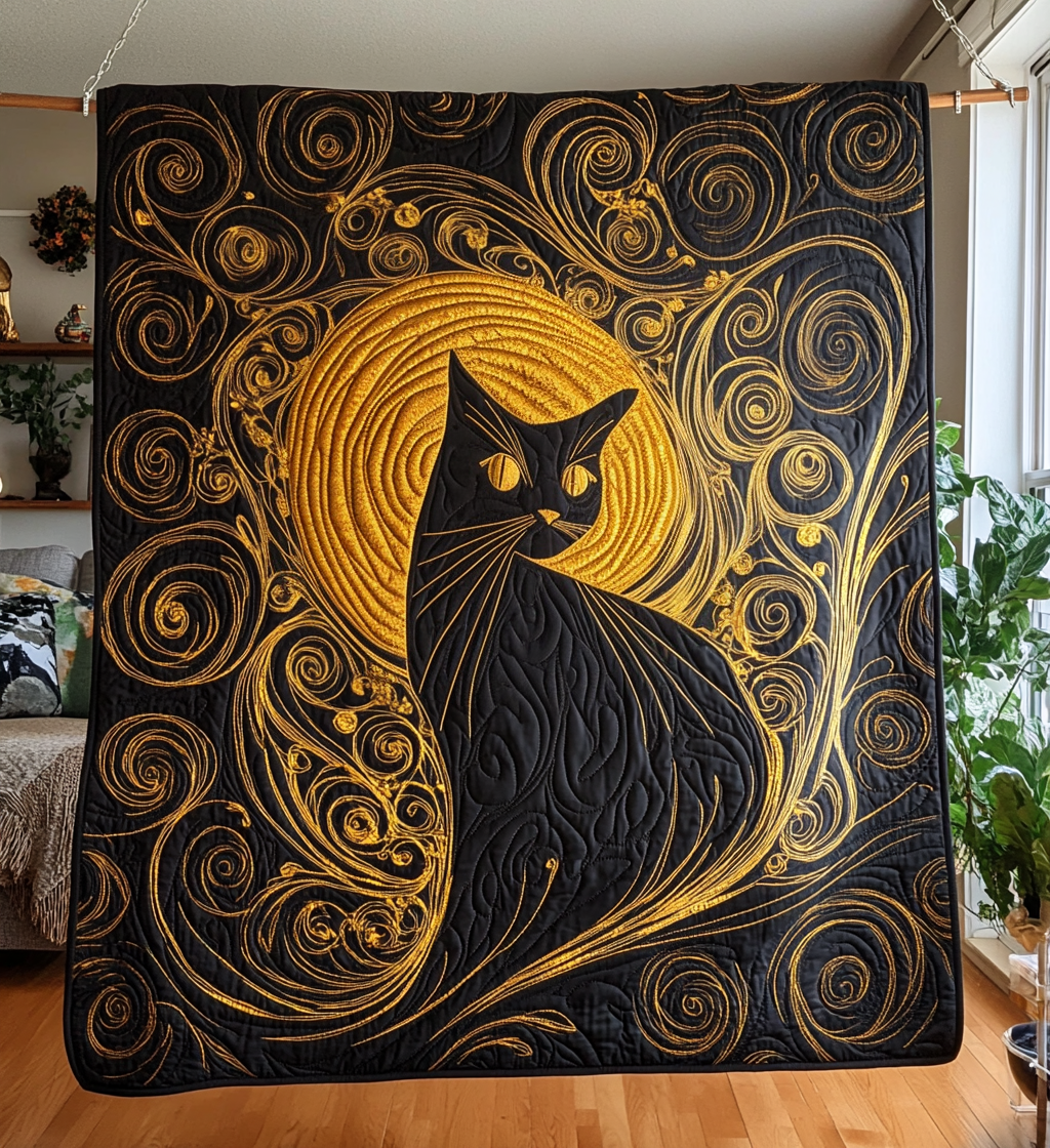 Bewitching Feline Quilted Blanket Cat Christmas Gifts