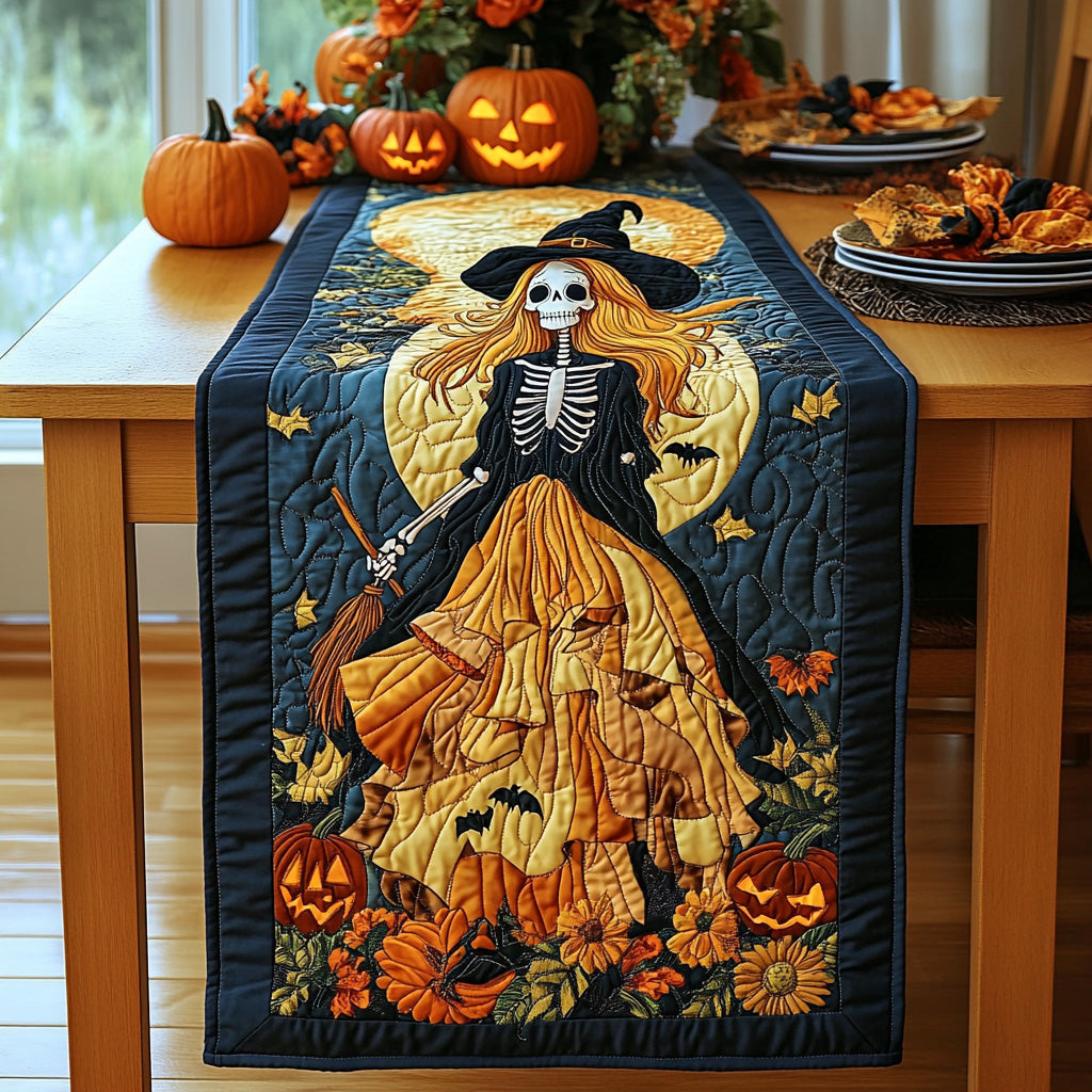 Bewitching Glow Quilted Table Runner Spooky Table Runner Halloween Table Decor