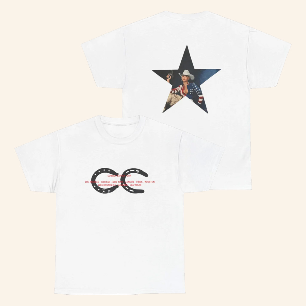 Beyonce Merch Cowboy Carter CC Tour Dates White T-Shirt Christmas Gifts For Sister