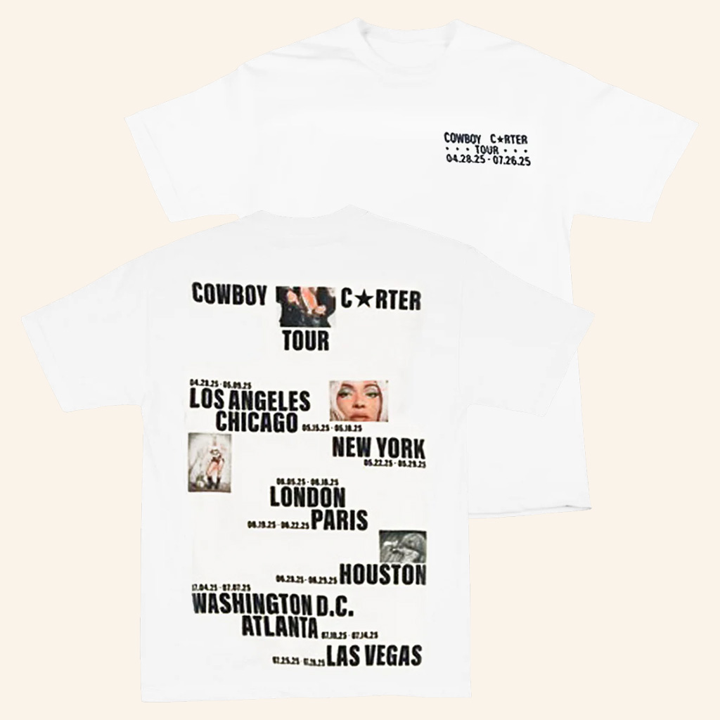 Beyonce Merch Cowboy Carter Global Tour Dates White T-Shirt Christmas Gifts For Music Fans