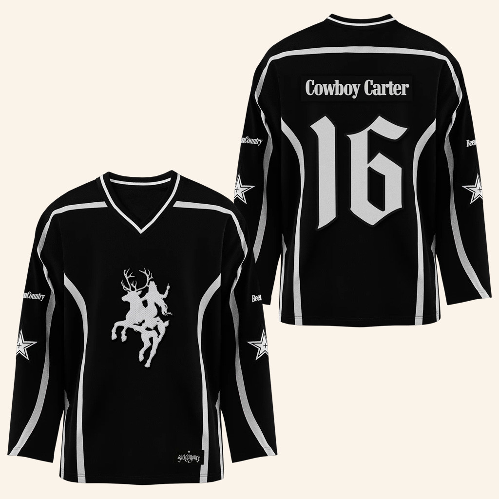 Beyonce Merch Cowboy Carter Hockey Jersey Black Xmas Gifts For Her Beyonce Merch Cowboy Carter Hockey Jersey Black Xmas Gifts For Her