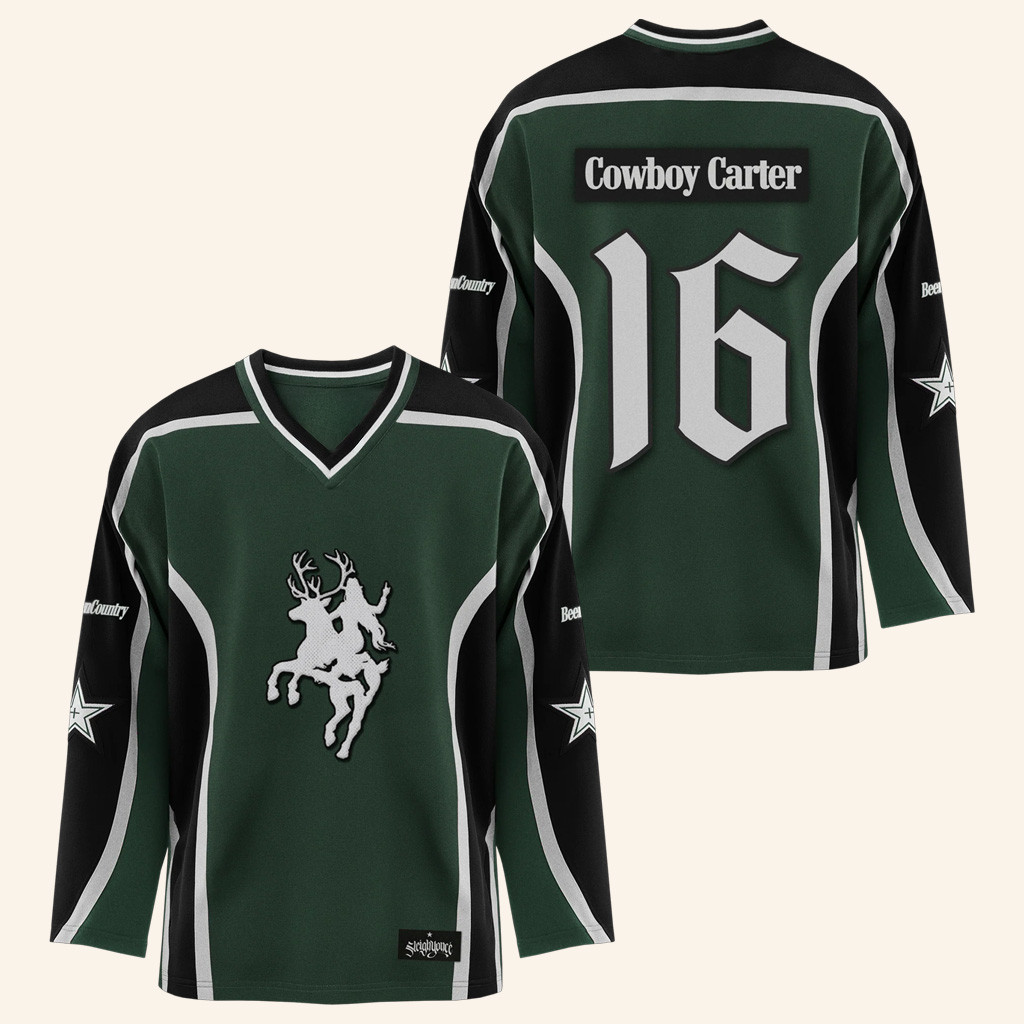 Beyonce Merch Cowboy Carter Hockey Jersey Green Xmas Gifts For Girlfriend Beyonce Merch Cowboy Carter Hockey Jersey Green Xmas Gifts For Girlfriend