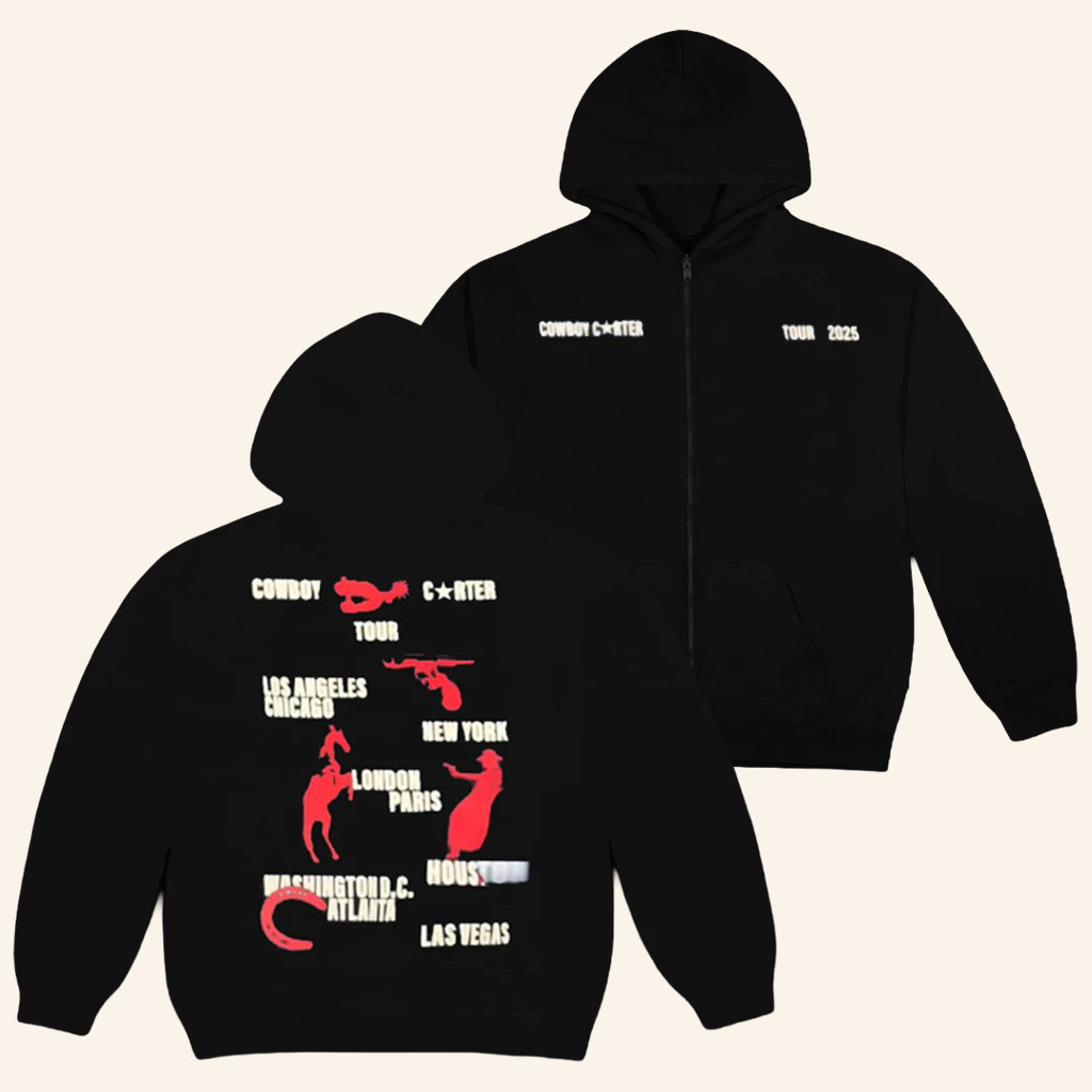 Beyonce Merch Cowboy Carter Signature Tour Dates Black Zip Up Hoodie Christmas Gifts For Wife Beyonce Merch Cowboy Carter Signature Tour Dates Black Zip Up Hoodie Christmas Gifts For Wife