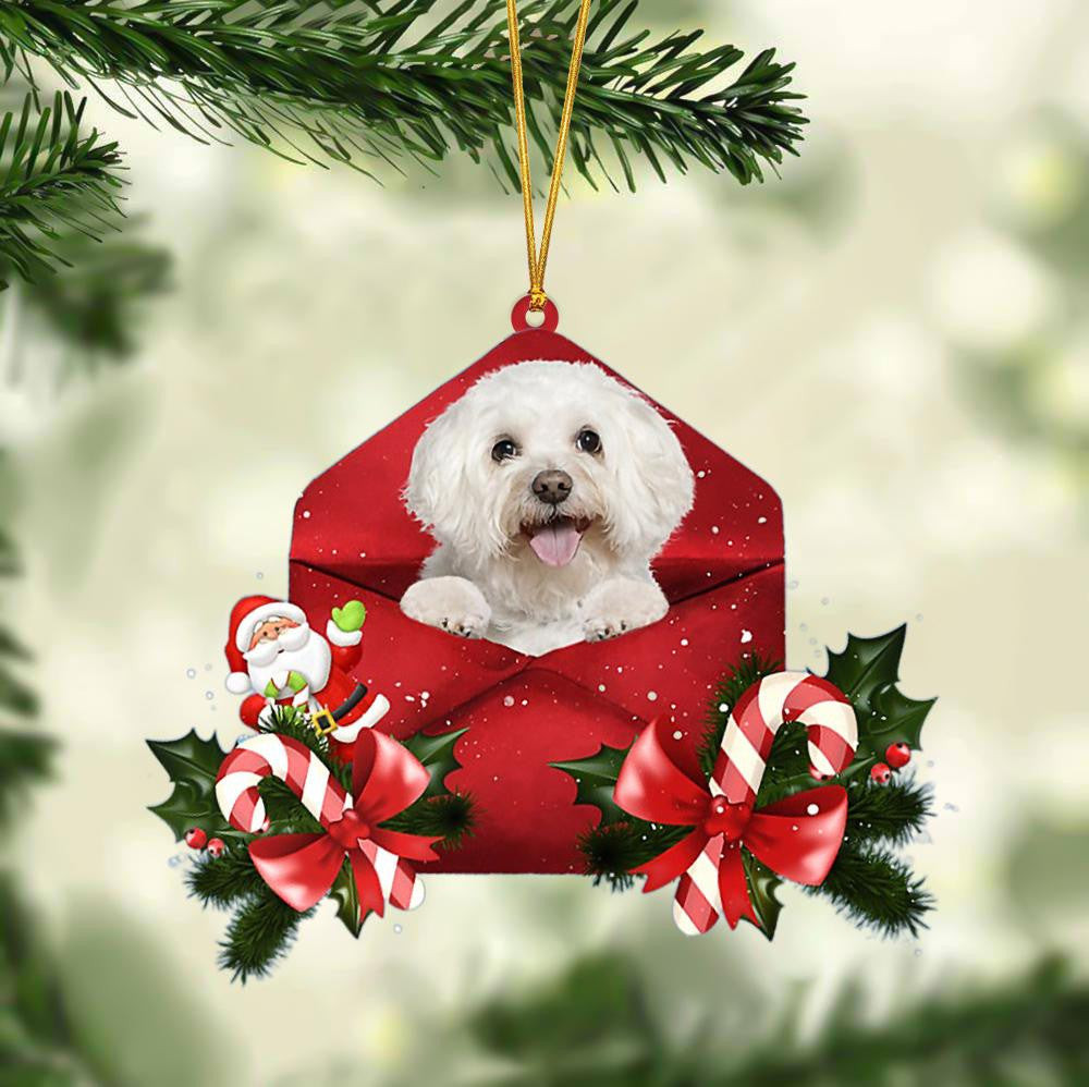 Bichon Christmas Letter Shaped Ornament  Acrylic Dog Christmas Ornament Xmas Dog Gifts