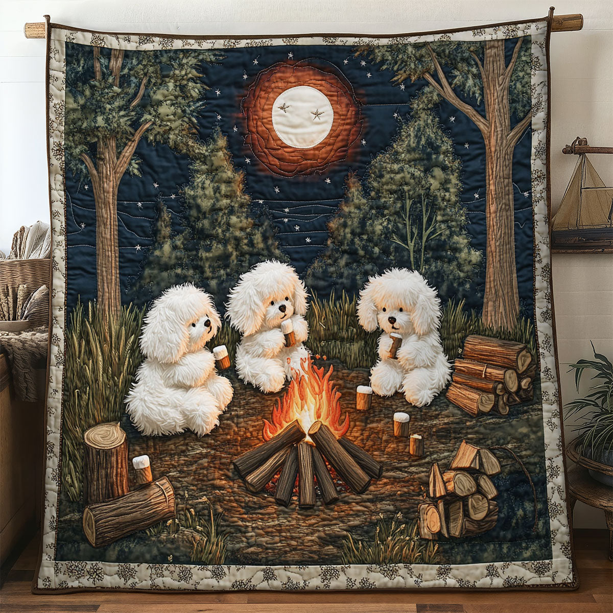 Bichon Frise Getaway Quilted Blanket Gift Ideas For 40Th Birthday Woman