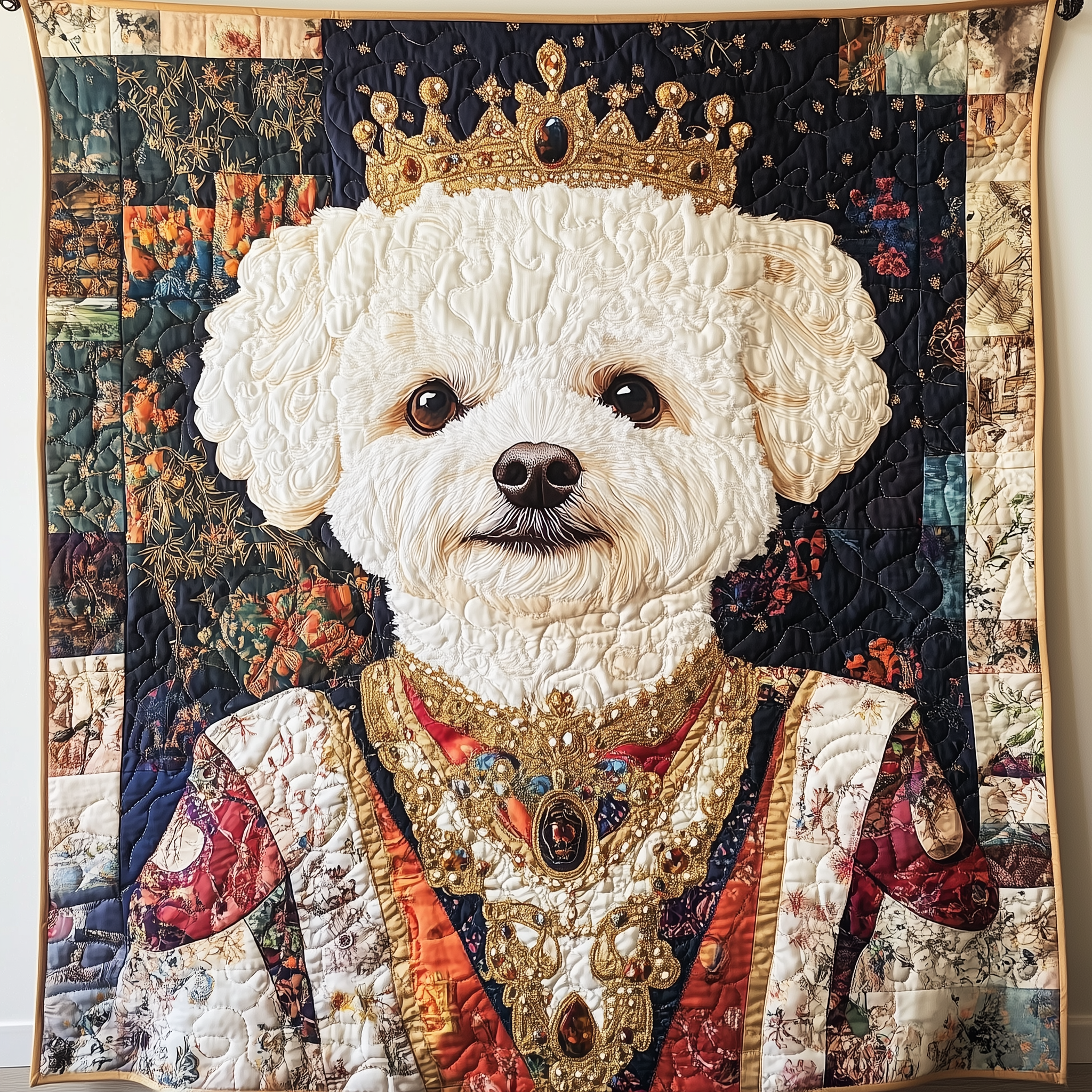 Bichon Frise Queen Quilted Blanket Christmas Throw Presents For Grandmas Birthday