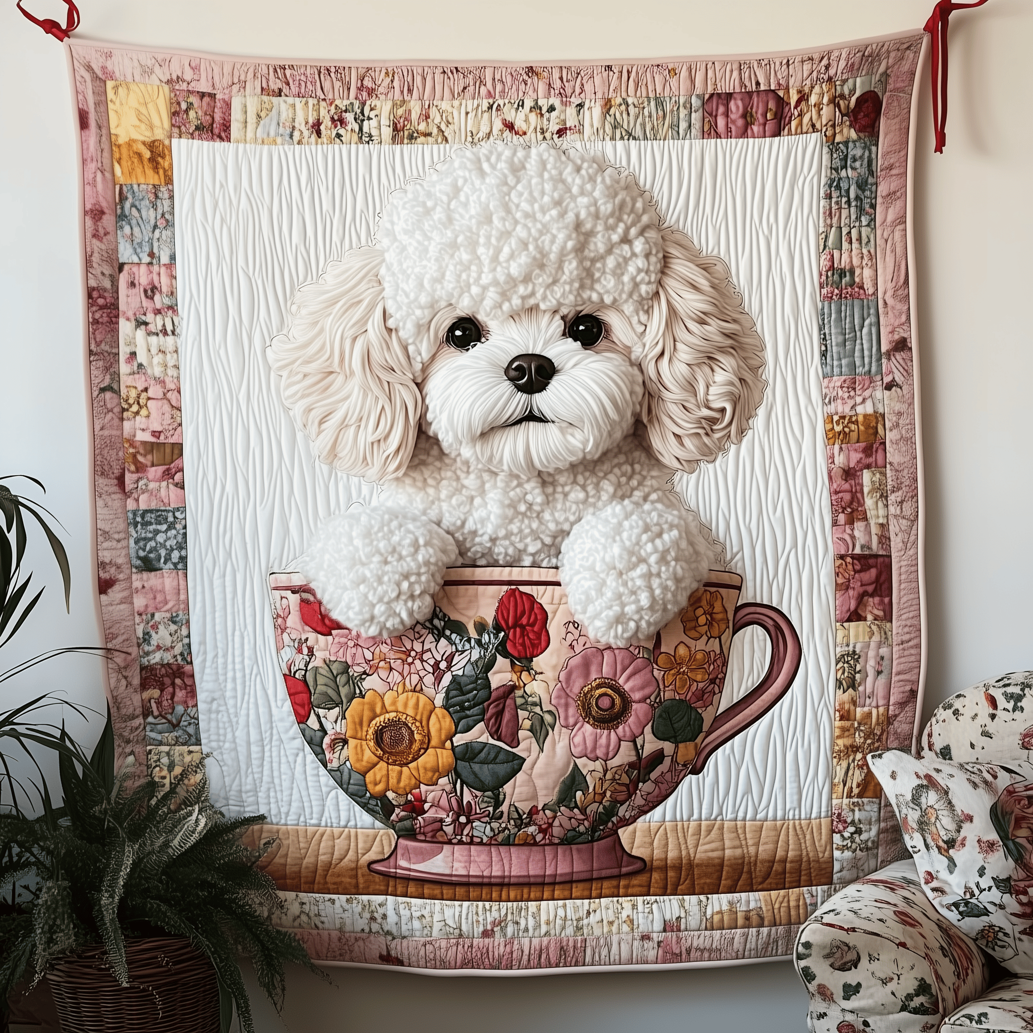 Bichon Frise Quilted Blanket Christmas Quilted Blanket Best Christmas Gifts For Parents