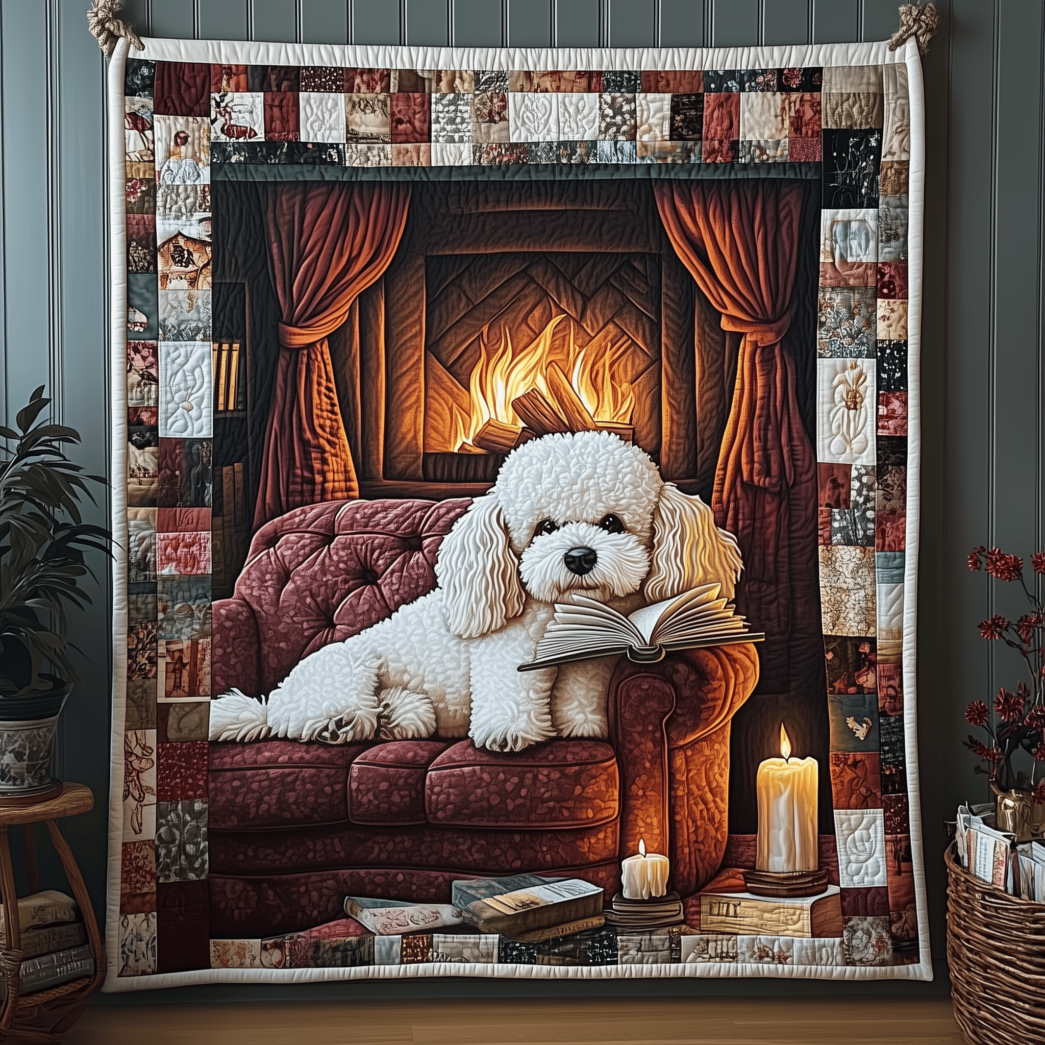 Bichon Frise Quilted Blanket Christmas Quilted Blanket Cute Christmas Gifts For Parents