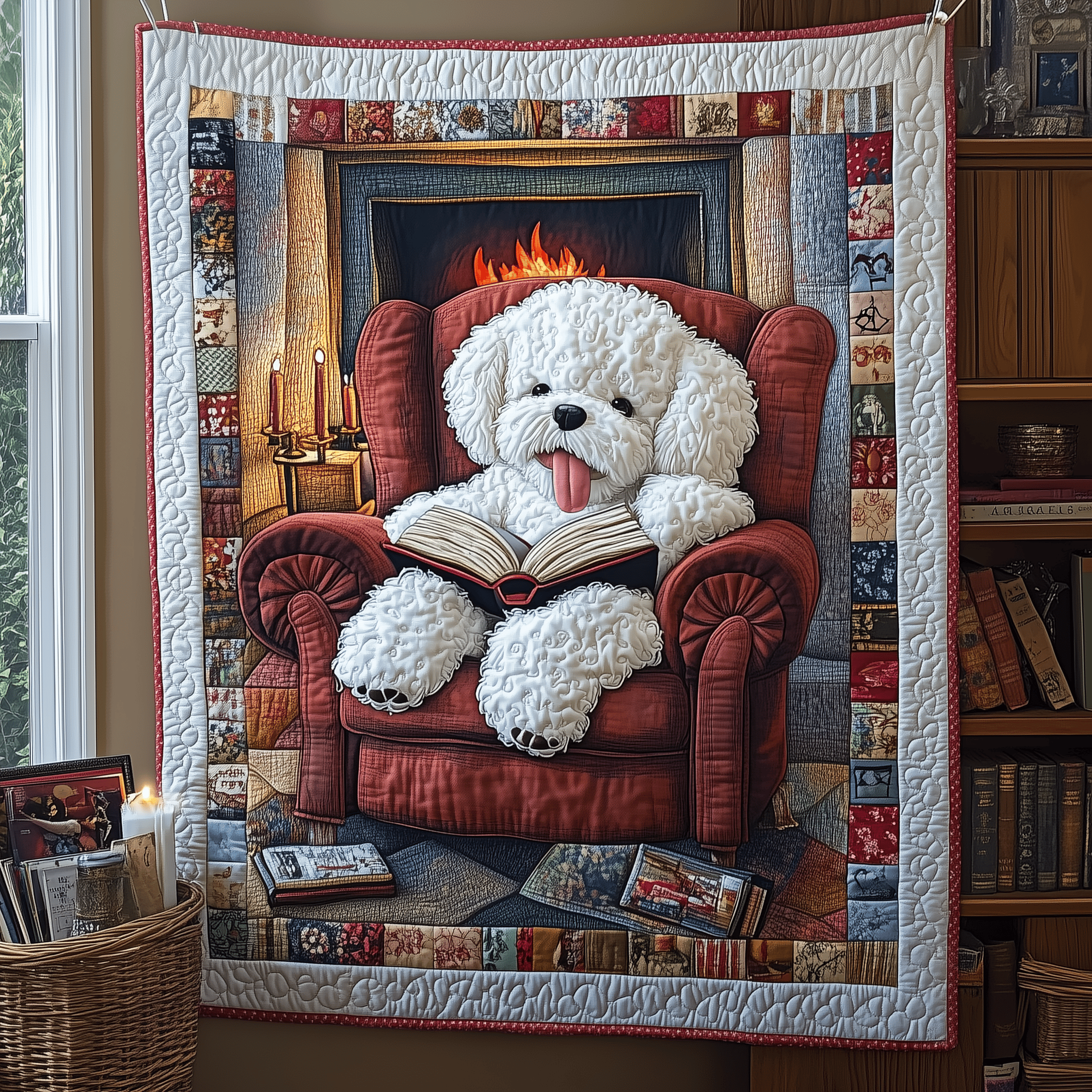 Bichon Frise Quilted Blanket Christmas Quilted Blanket Funny Christmas Gifts For Parents