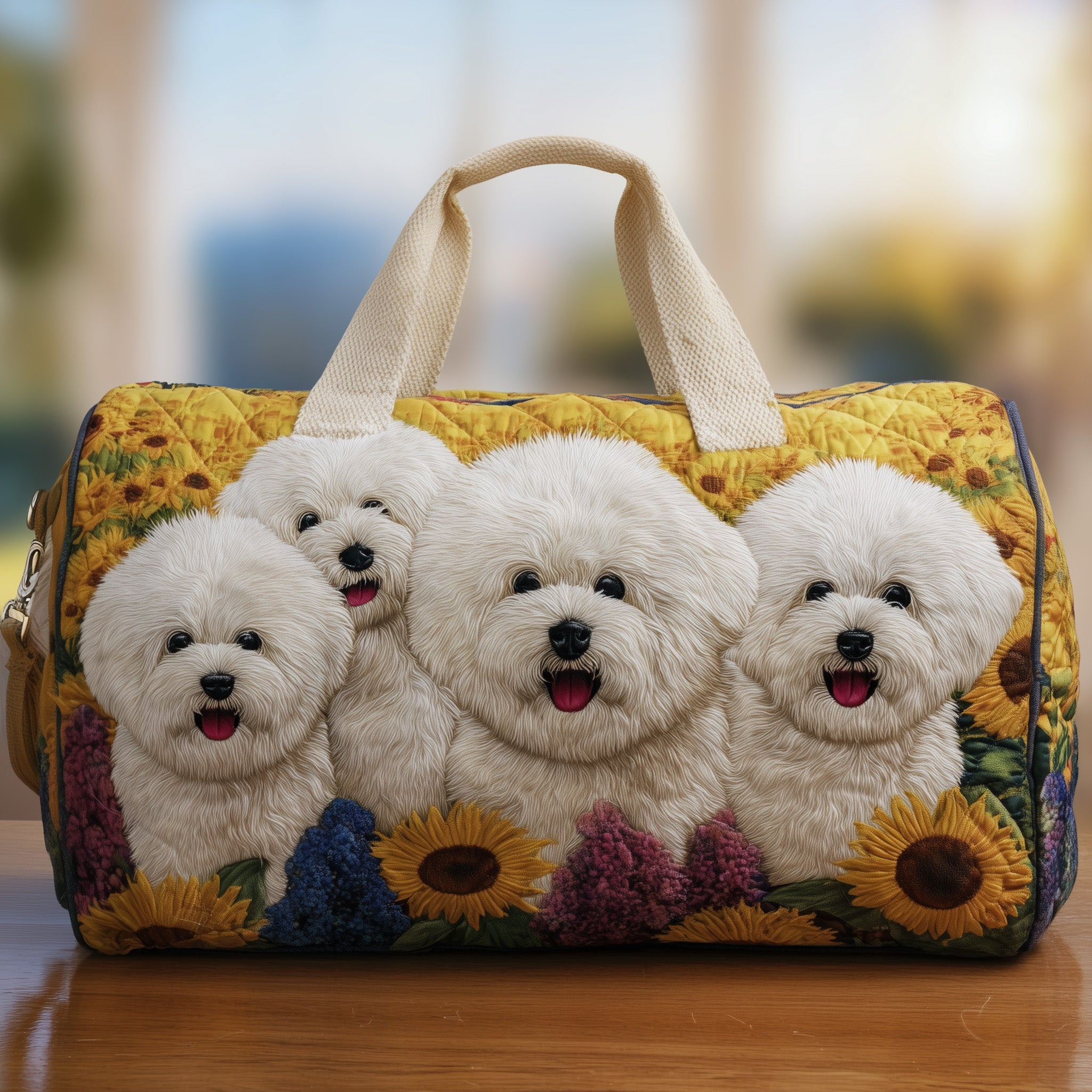 Bichon Frise Quilted Duffle Bag Father's Day Gift Idea
